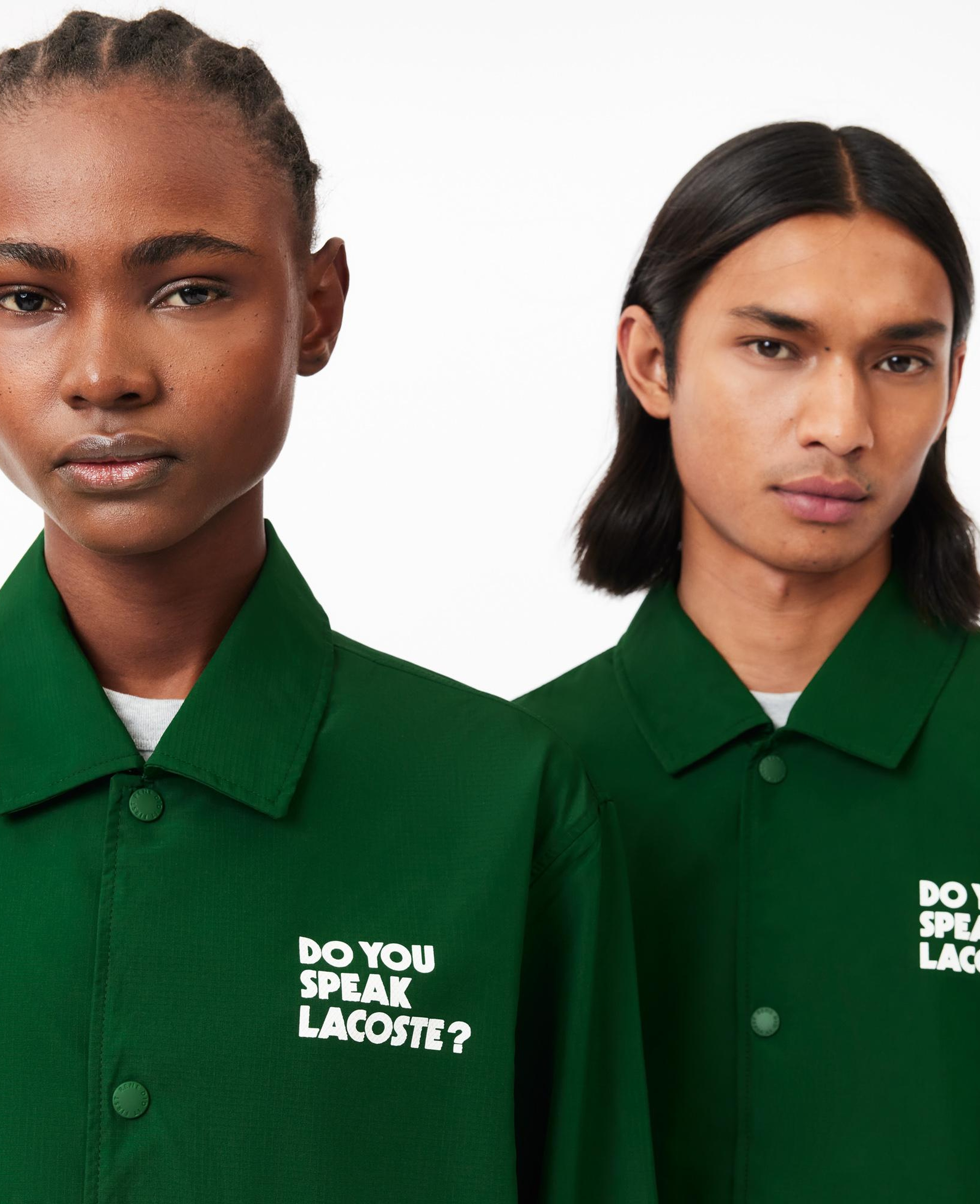 Unisex Polo Yaka Baskılı Yeşil Ceket