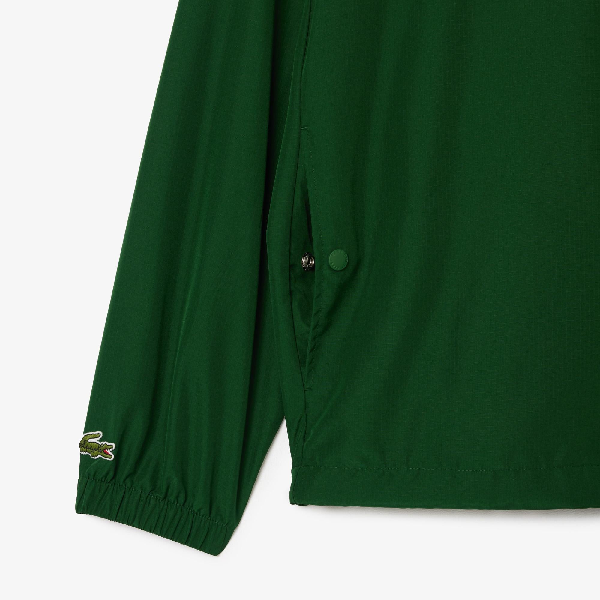 Unisex Polo Yaka Baskılı Yeşil Ceket
