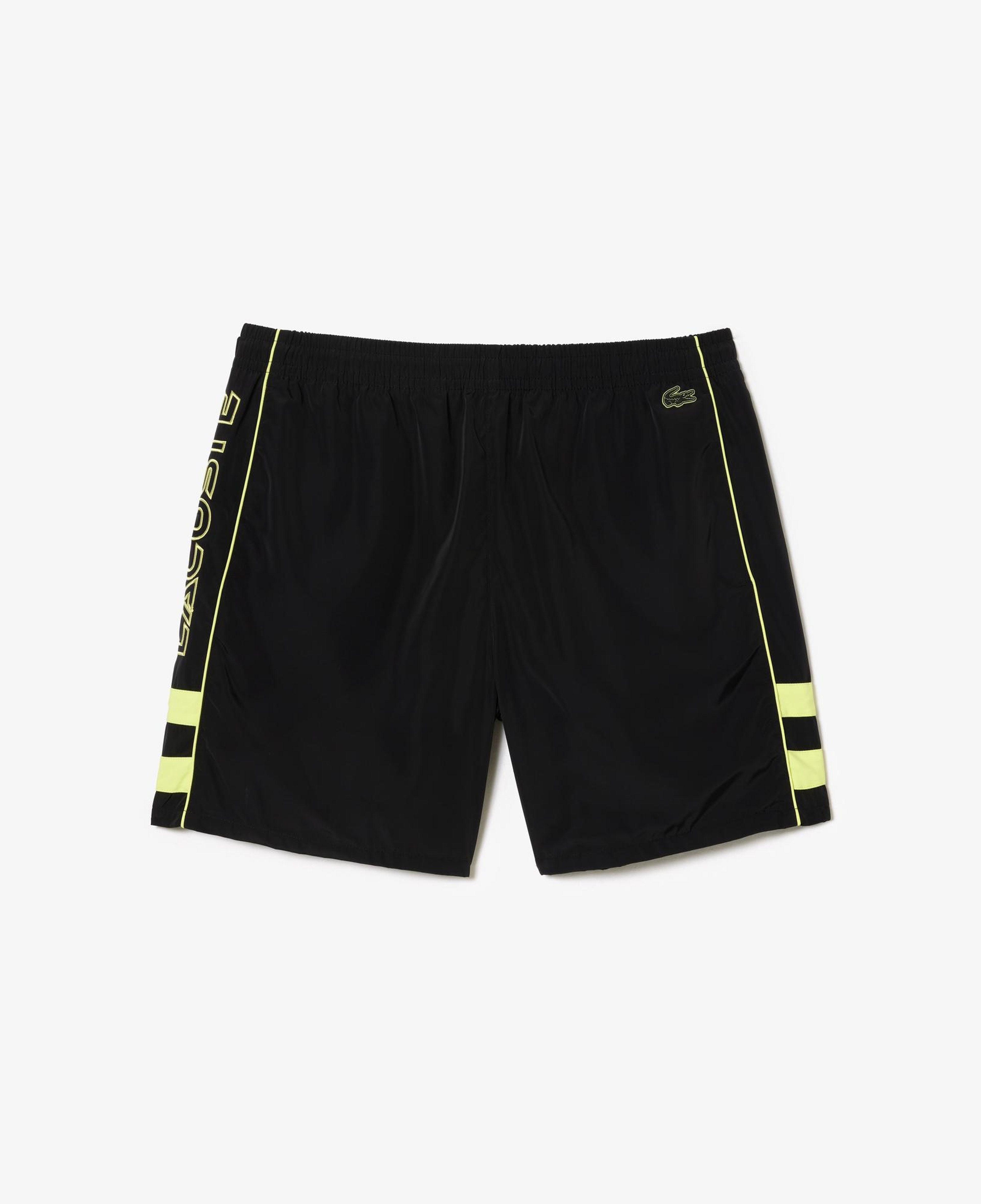 Erkek Relaxed Fit Baskılı Siyah Şort