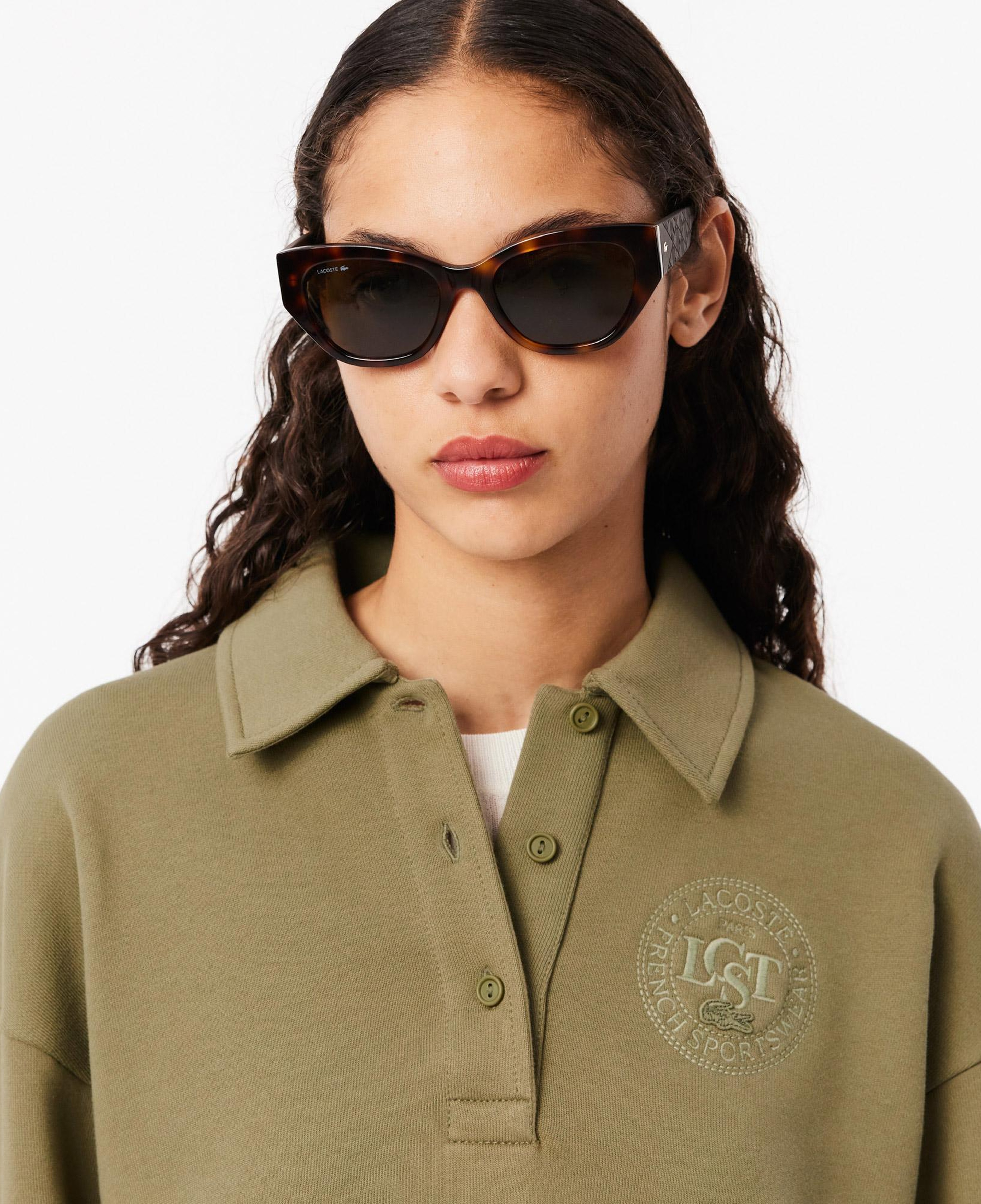 Kadın Relaxed Fit Polo Yaka Haki Sweatshirt