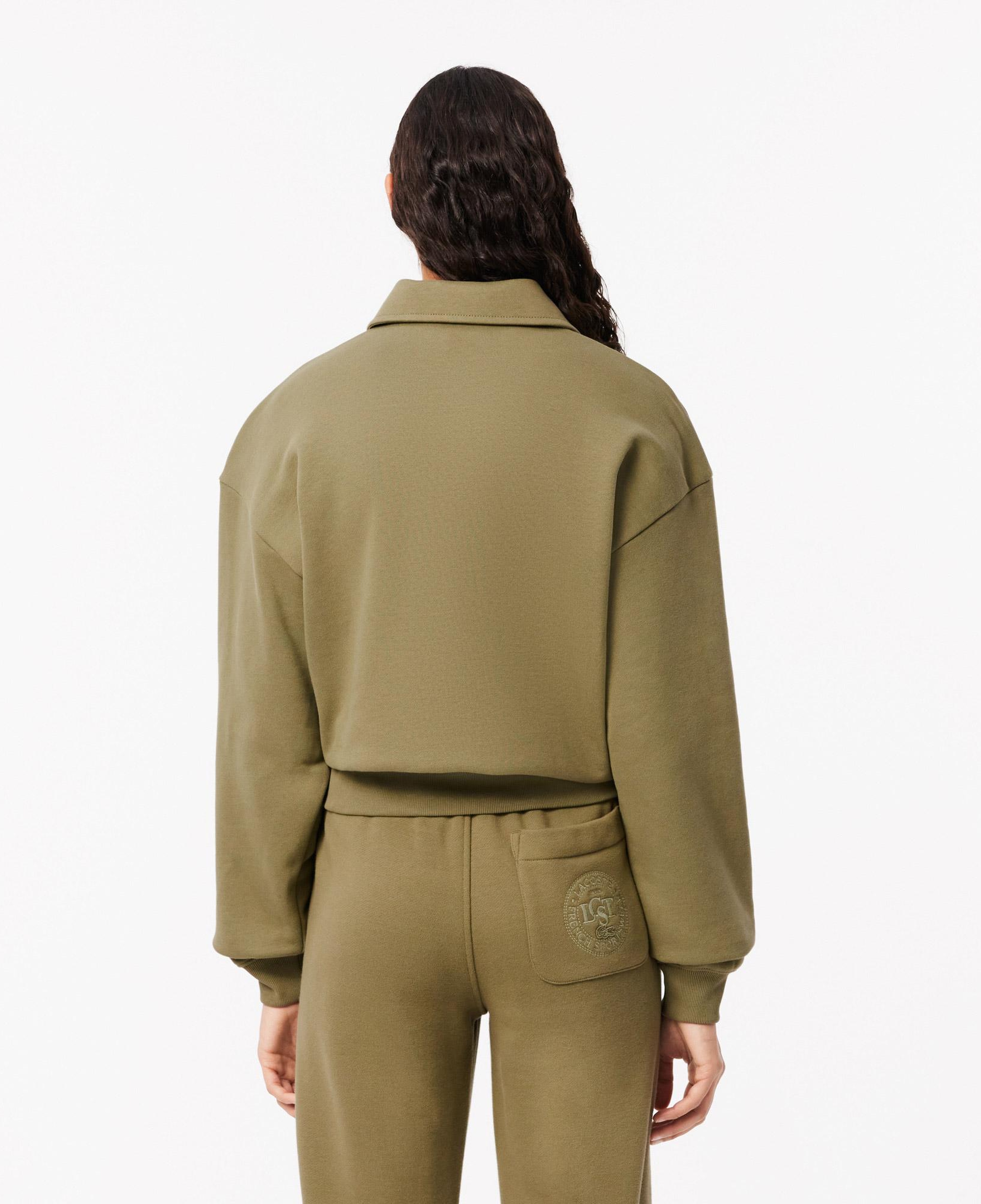 Kadın Relaxed Fit Polo Yaka Haki Sweatshirt
