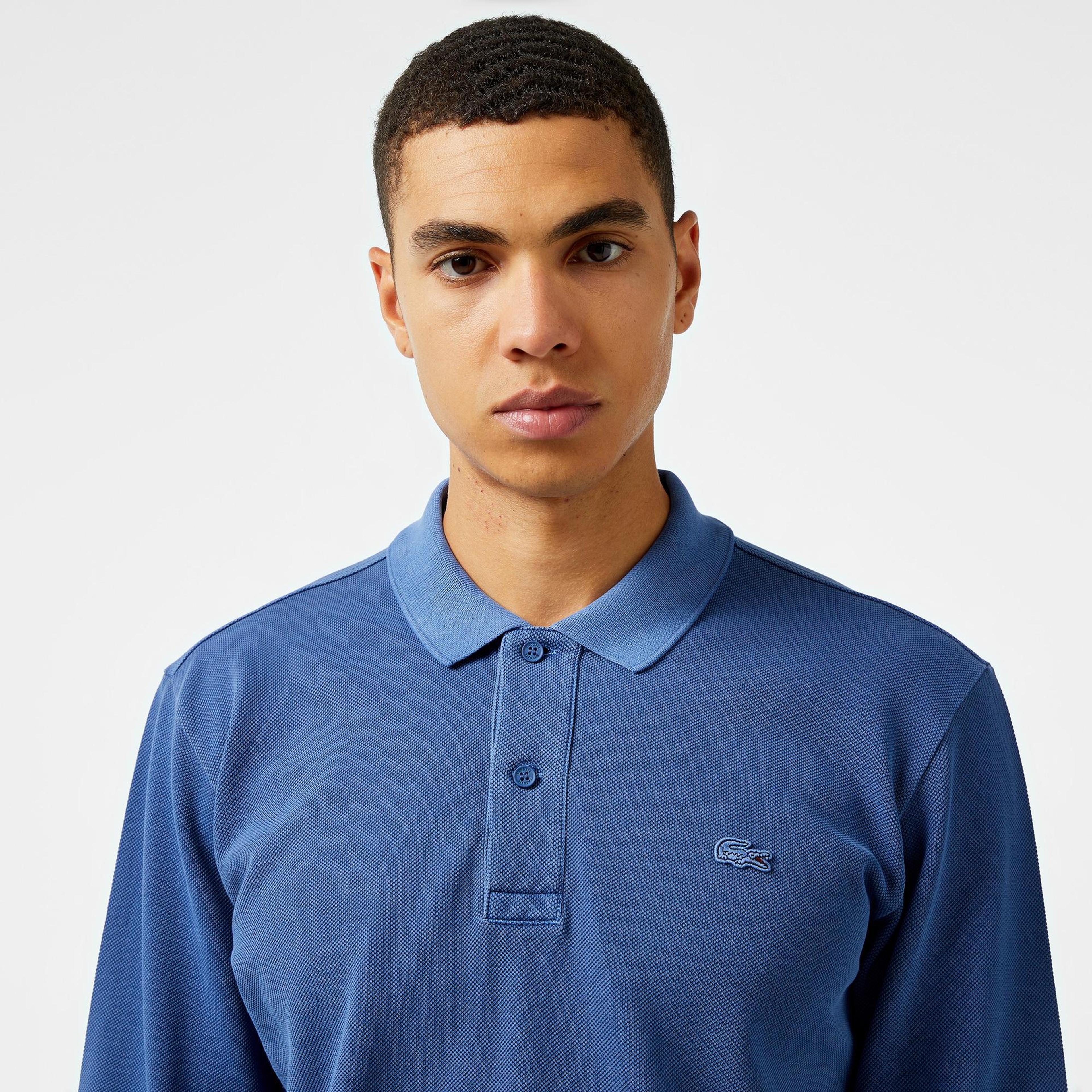 Erkek Relaxed Fit Uzun Kollu Lacivert Polo