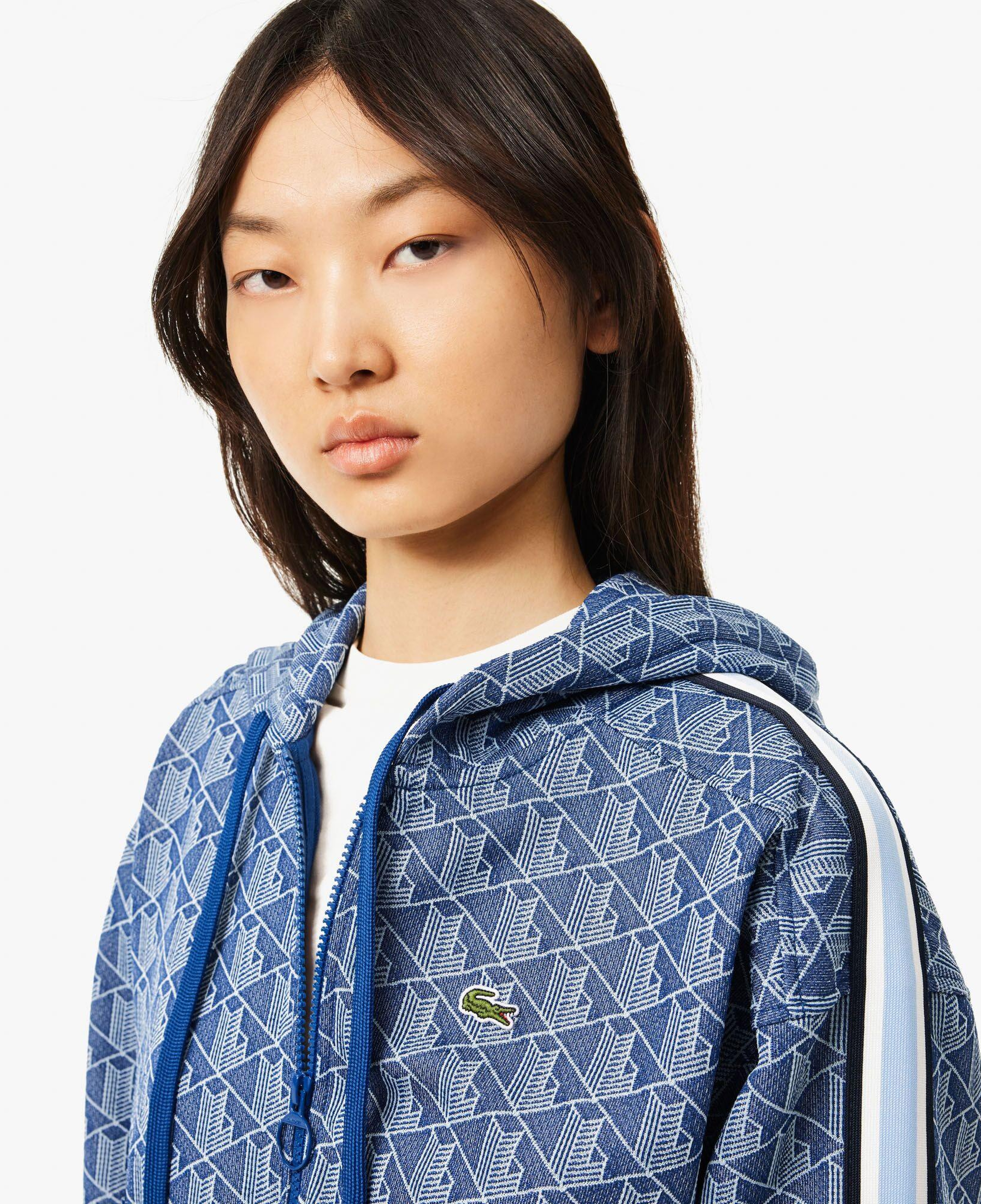 Lacoste Kadın Regular Fit Kapüşonlu Monogram Koyu Mavi Sweatshirt