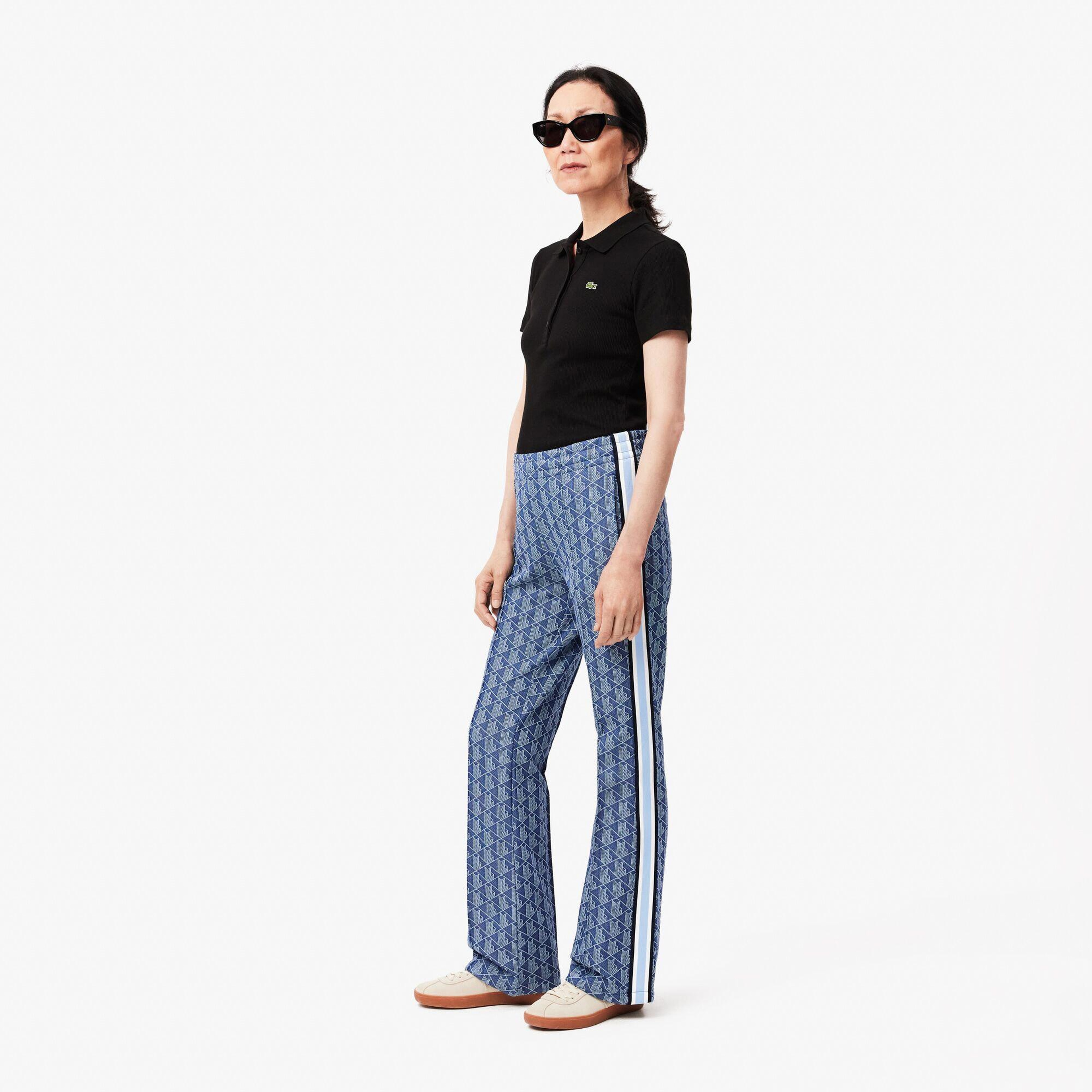 Lacoste Kadın Flare Fit Monogram Koyu Mavi Eşofman Altı