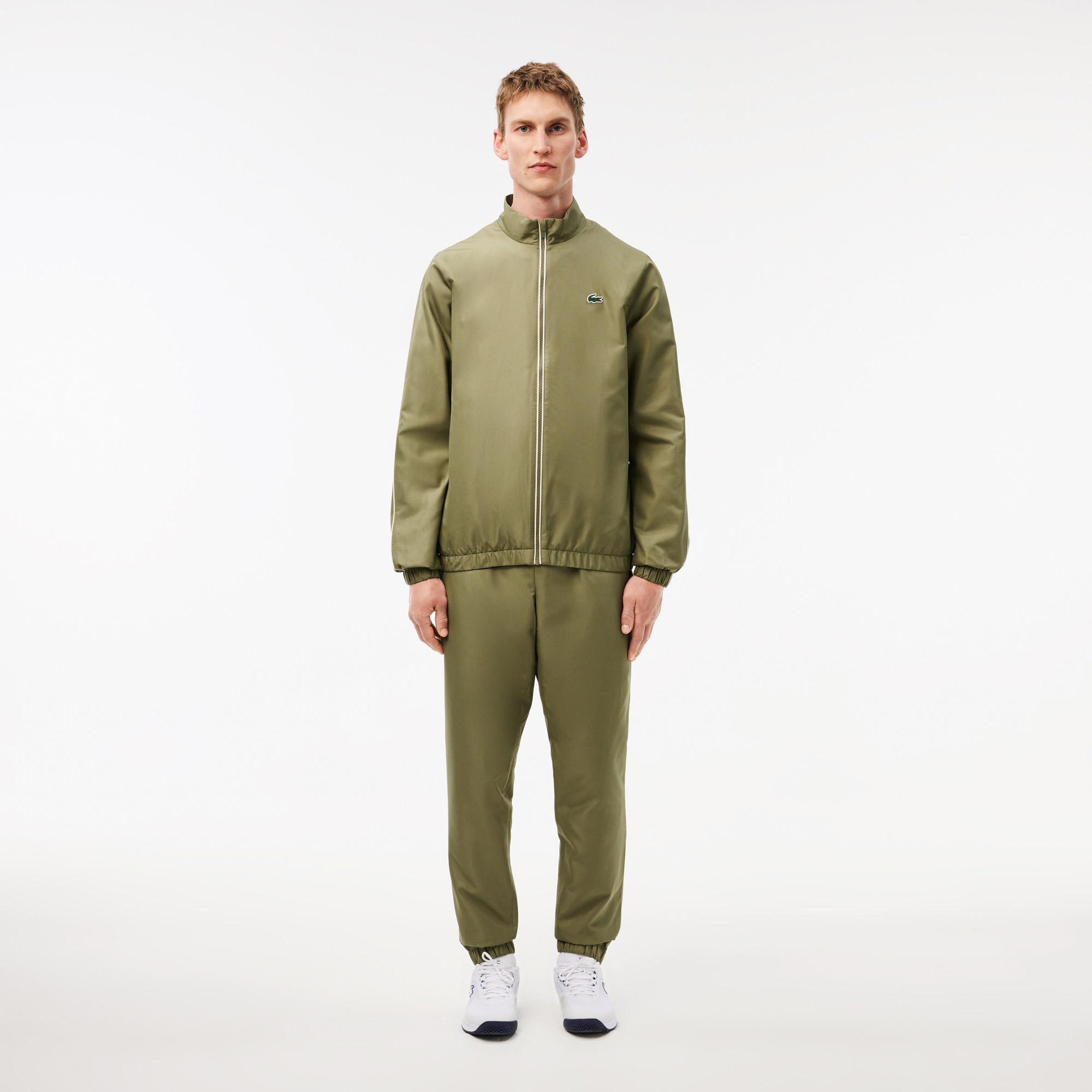 Lacoste Erkek Regular Fit Fermuarlı Yaka Baskılı Haki Eşofman Takımı