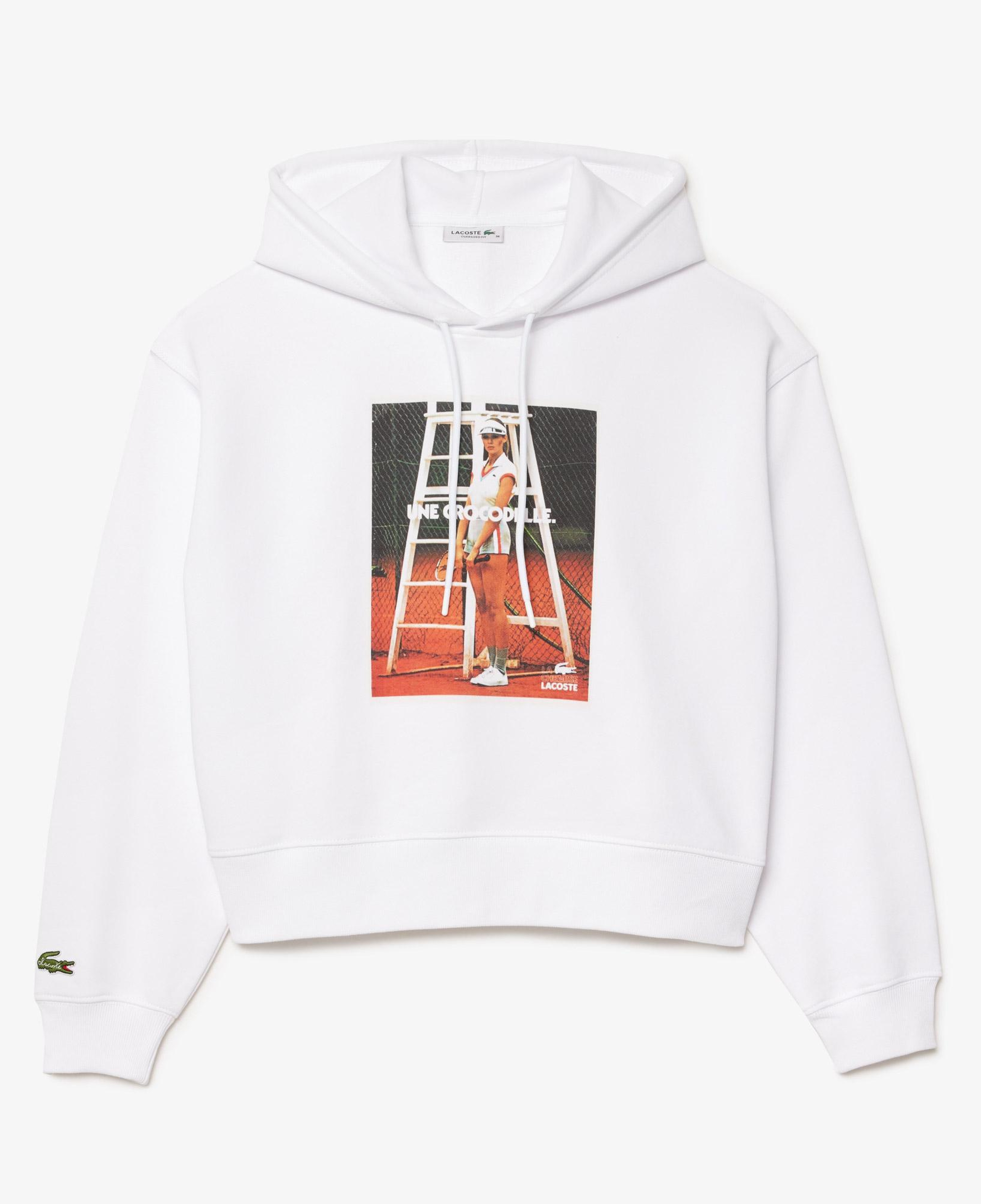 Kadın Kapüşonlu Baskılı Beyaz Sweatshirt