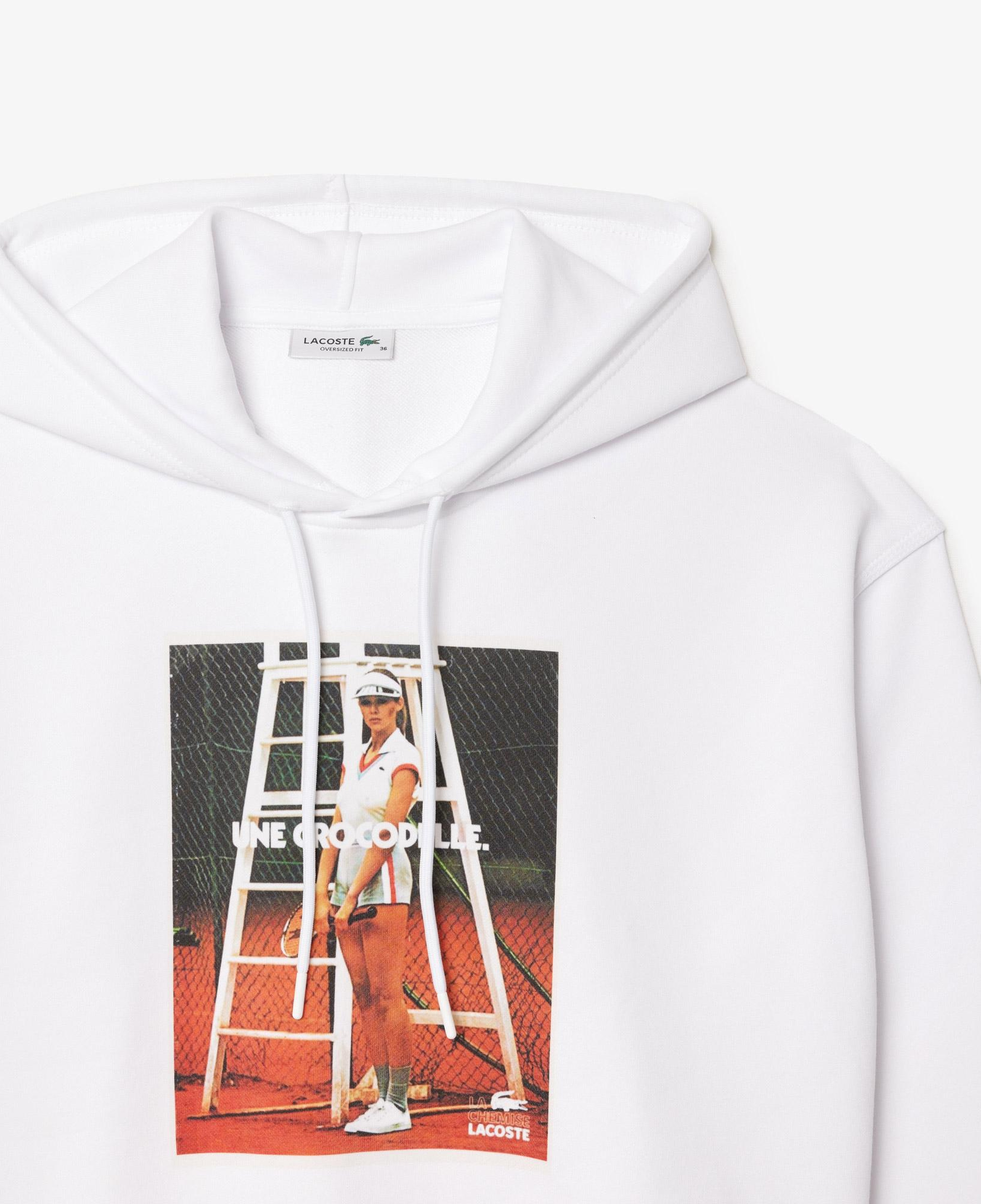 Kadın Kapüşonlu Baskılı Beyaz Sweatshirt