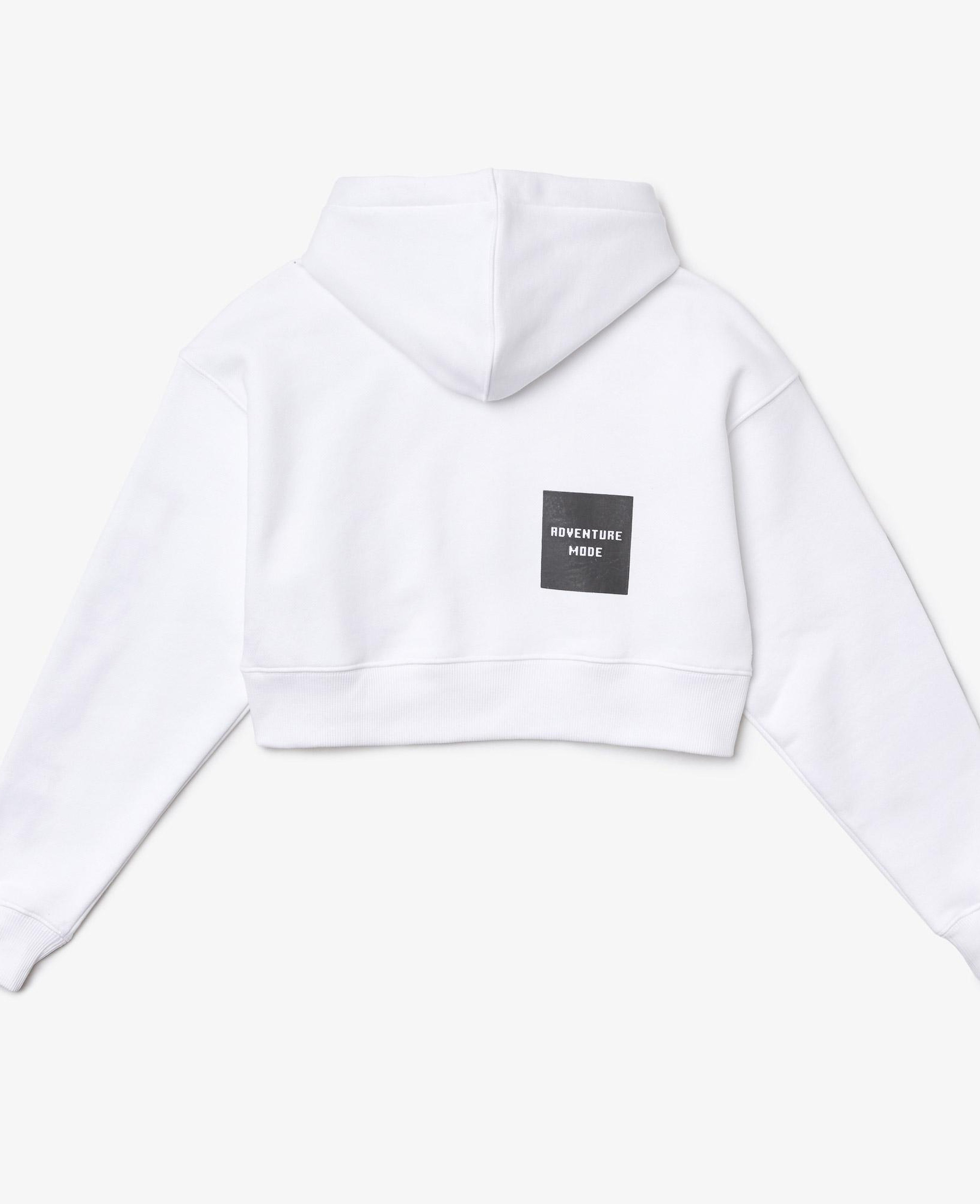 Lacoste X Minecraft Kadın Relaxed Fit Kapüşonlu Baskılı Beyaz Sweatshirt