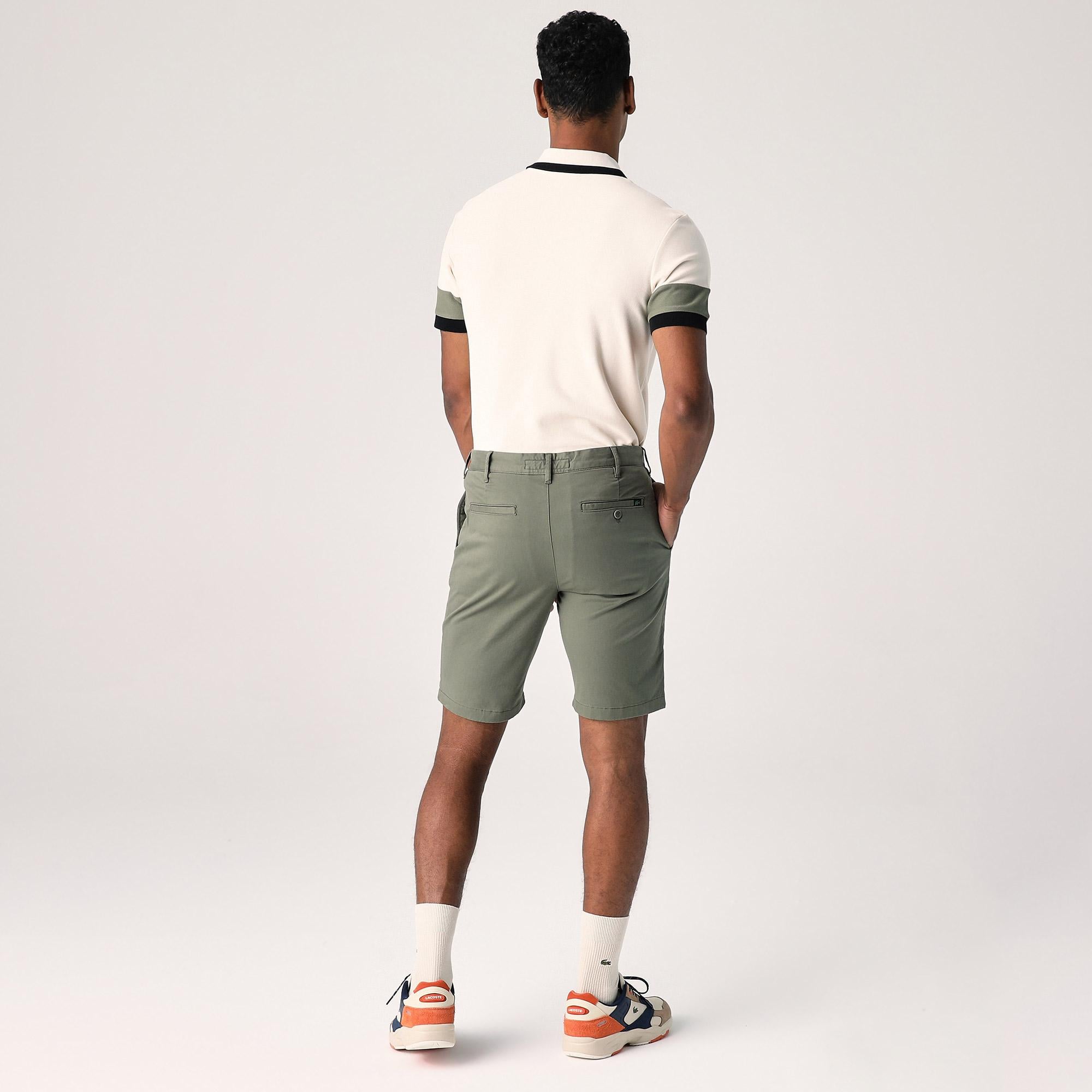 Erkek Slim Fit Koyu Yeşil Bermuda