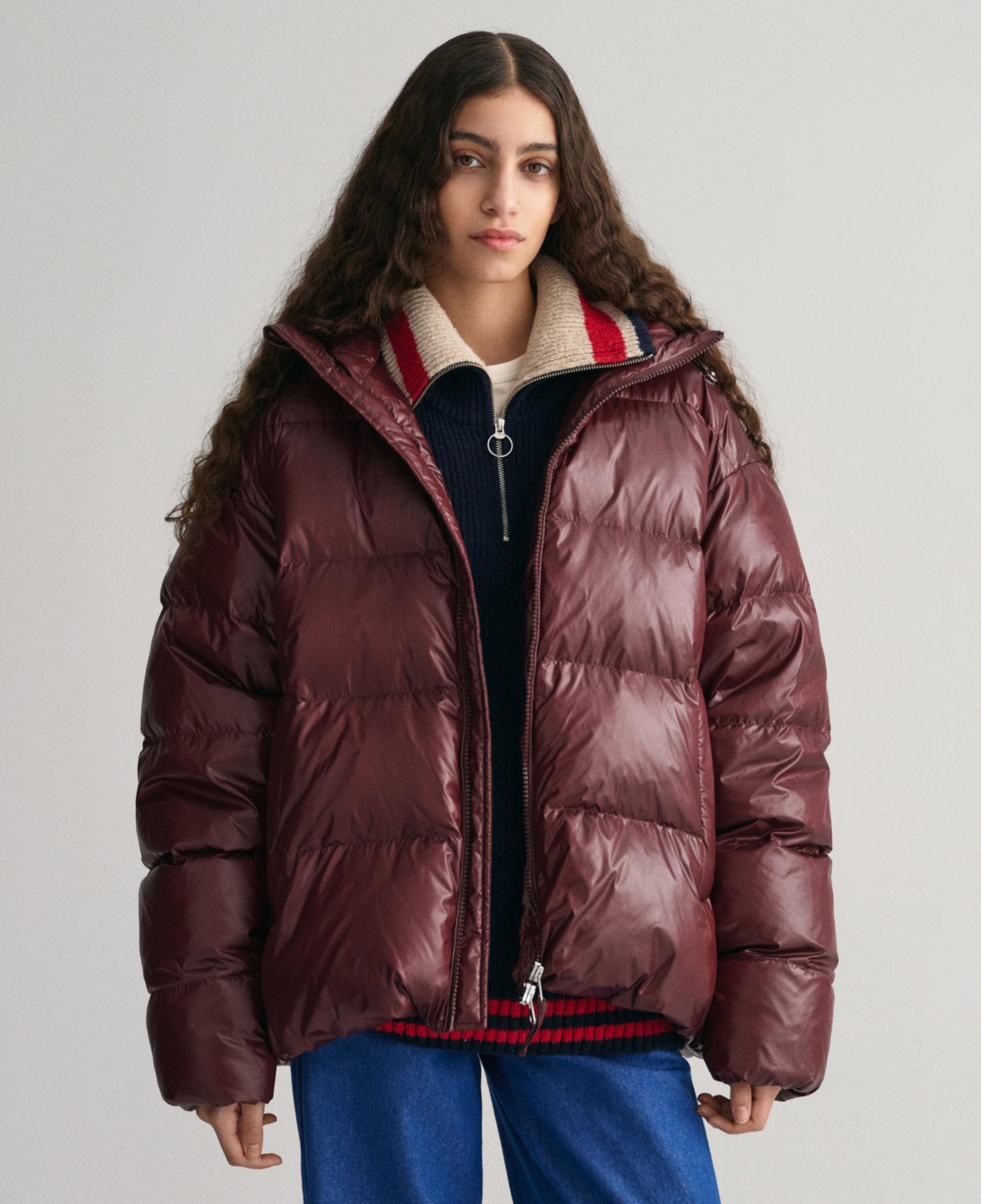 GANT Erkek Bordo Oversize Fit Kapüşonlu Kuş Tüyü Mont