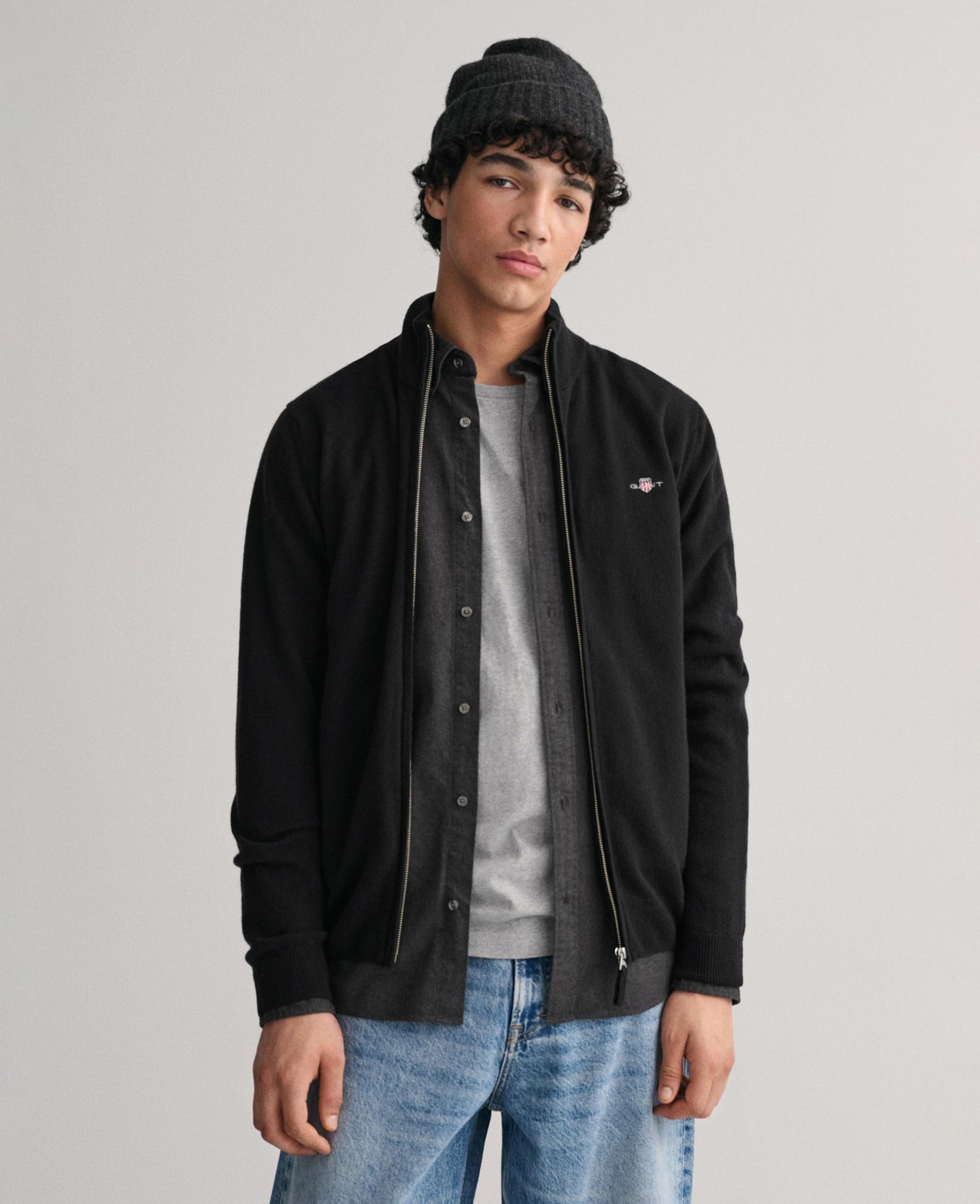 GANT Erkek Siyah Regular Fit Yün Hırka