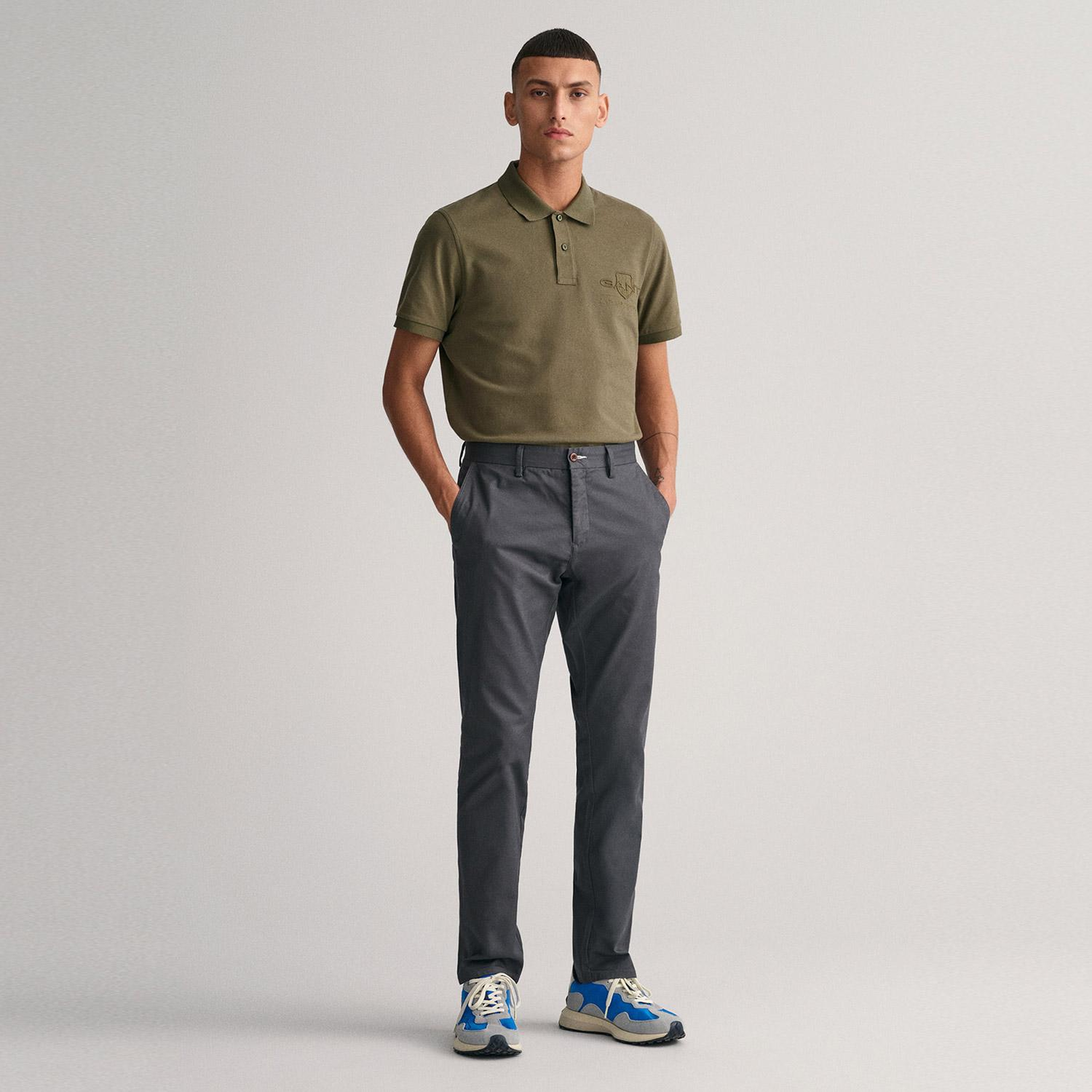 Gant Erkek Gri Slim Fit Chino Pantolon