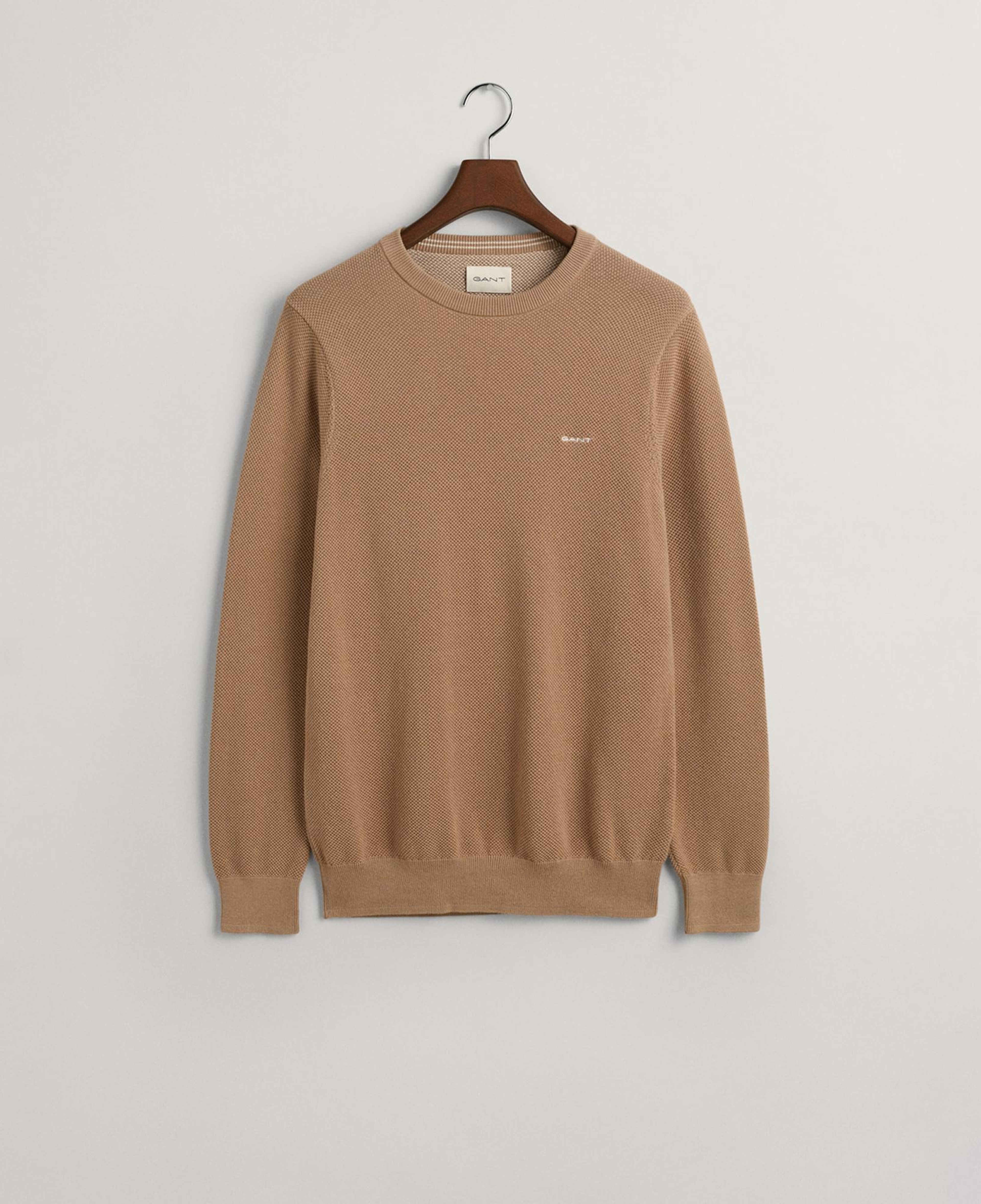 GANT Erkek Bej Regular Fit Bisiklet Yaka Kazak