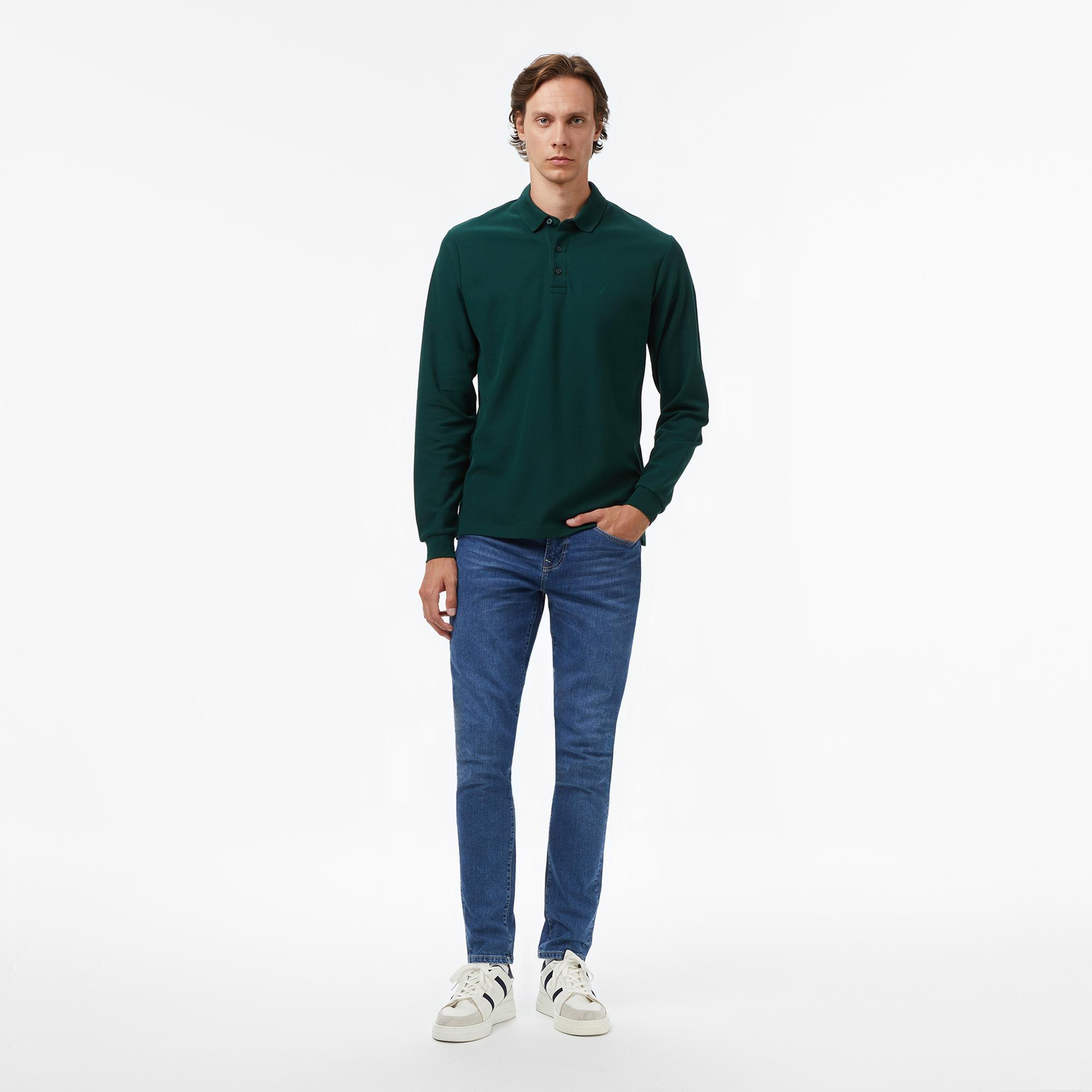 Nautica Erkek Yeşil Classic Fit Uzun Kollu Polo Yaka T-Shirt