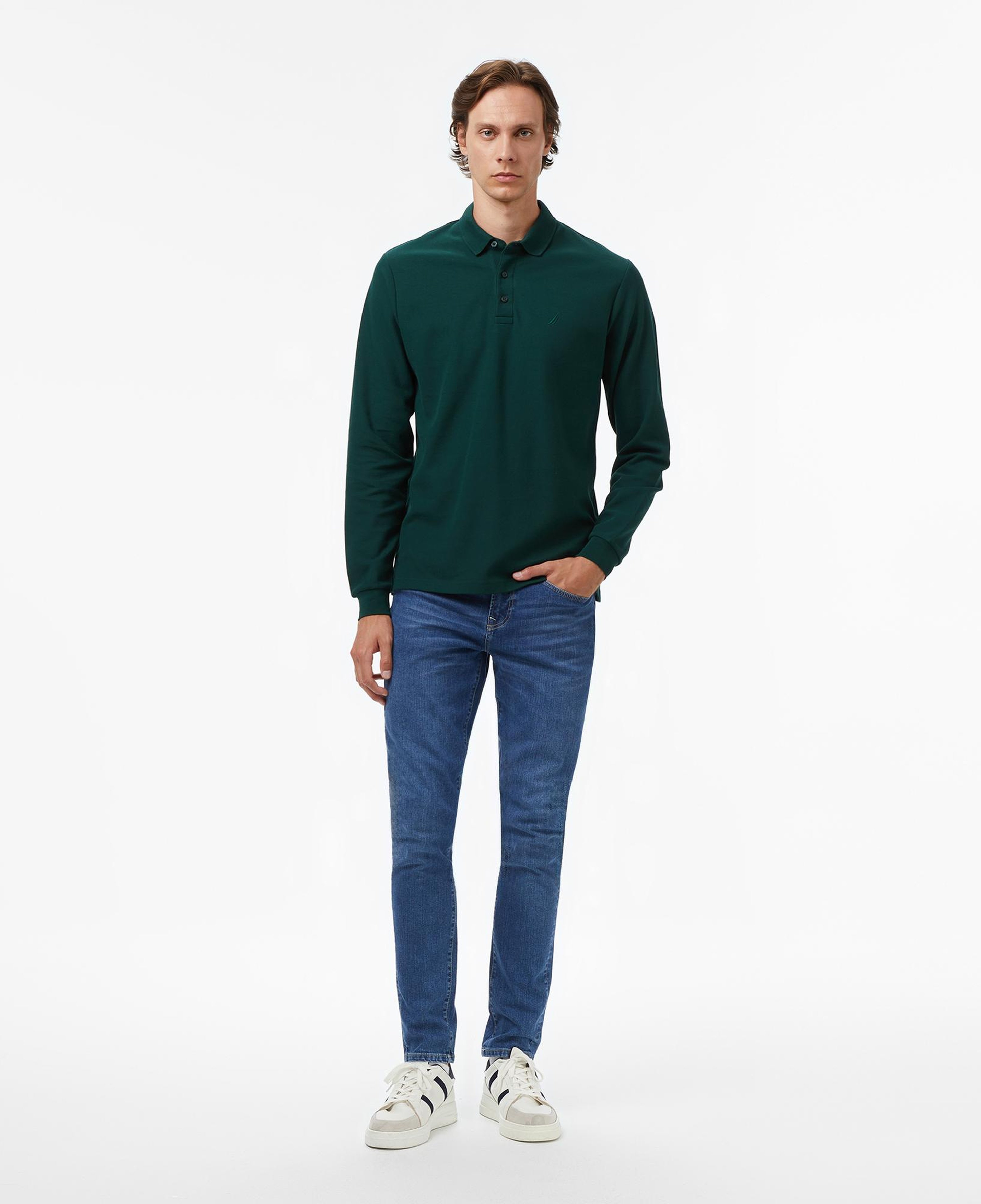 Nautica Erkek Yeşil Classic Fit Uzun Kollu Polo Yaka T-Shirt