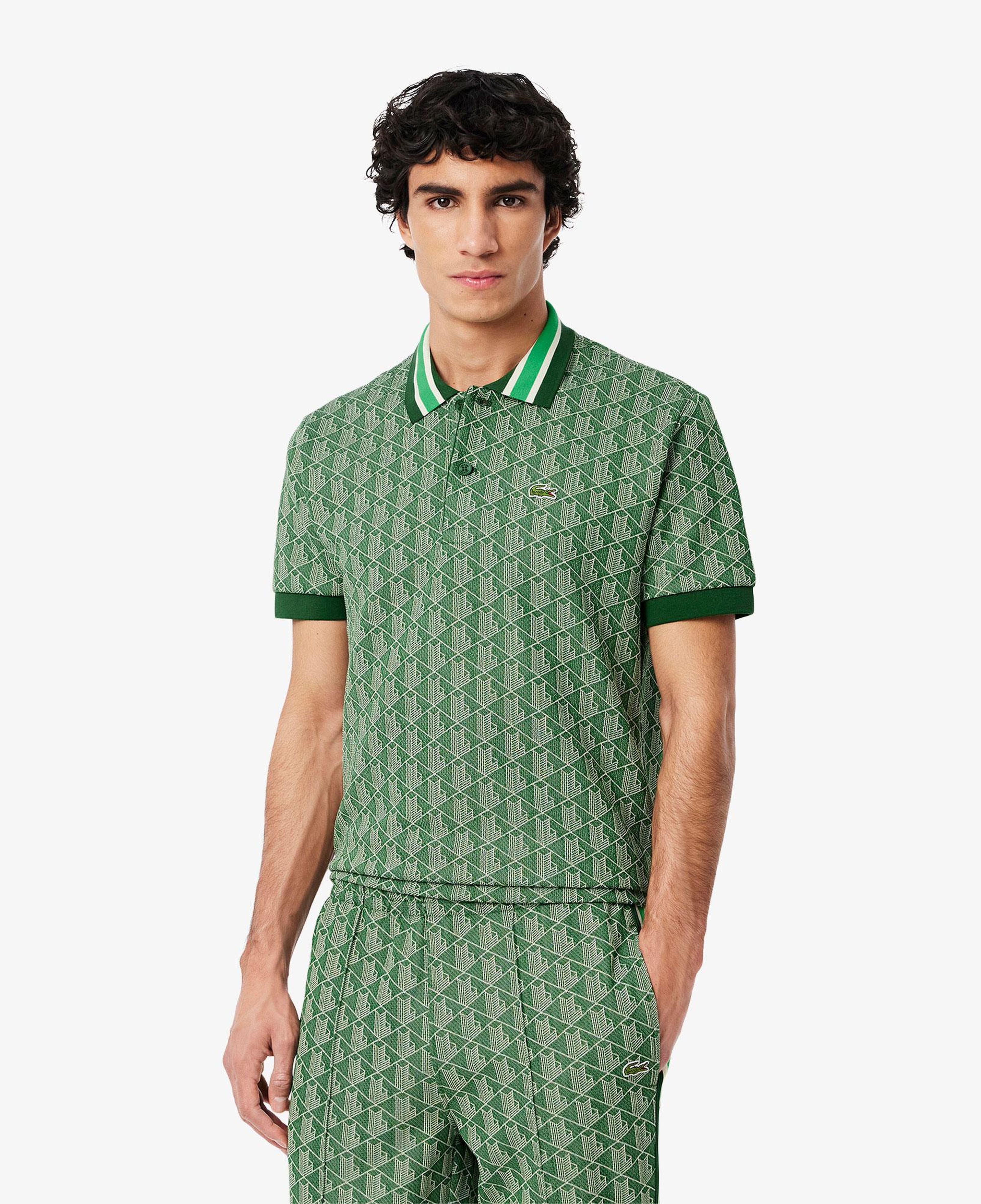 Erkek Classic Fit Monogram Yeşil Polo