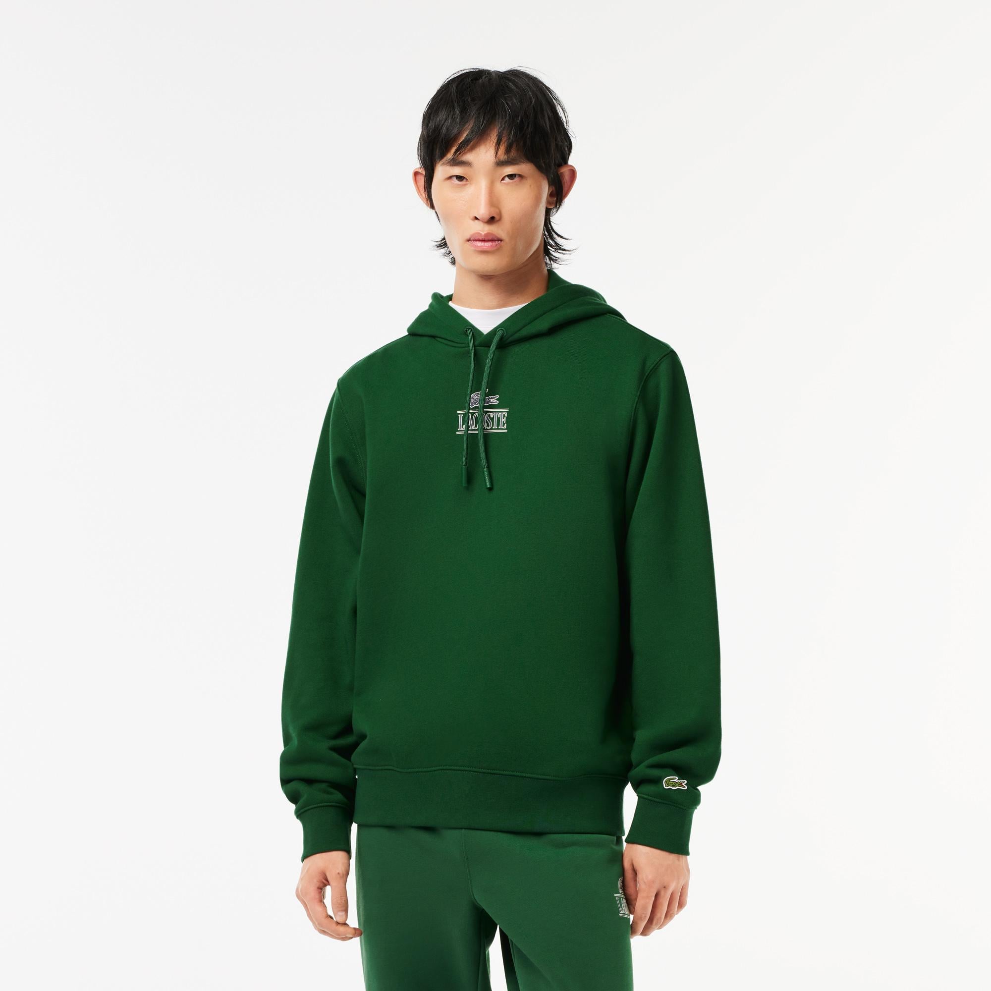 Erkek Classic Fit Kapüşonlu Yeşil Sweatshirt