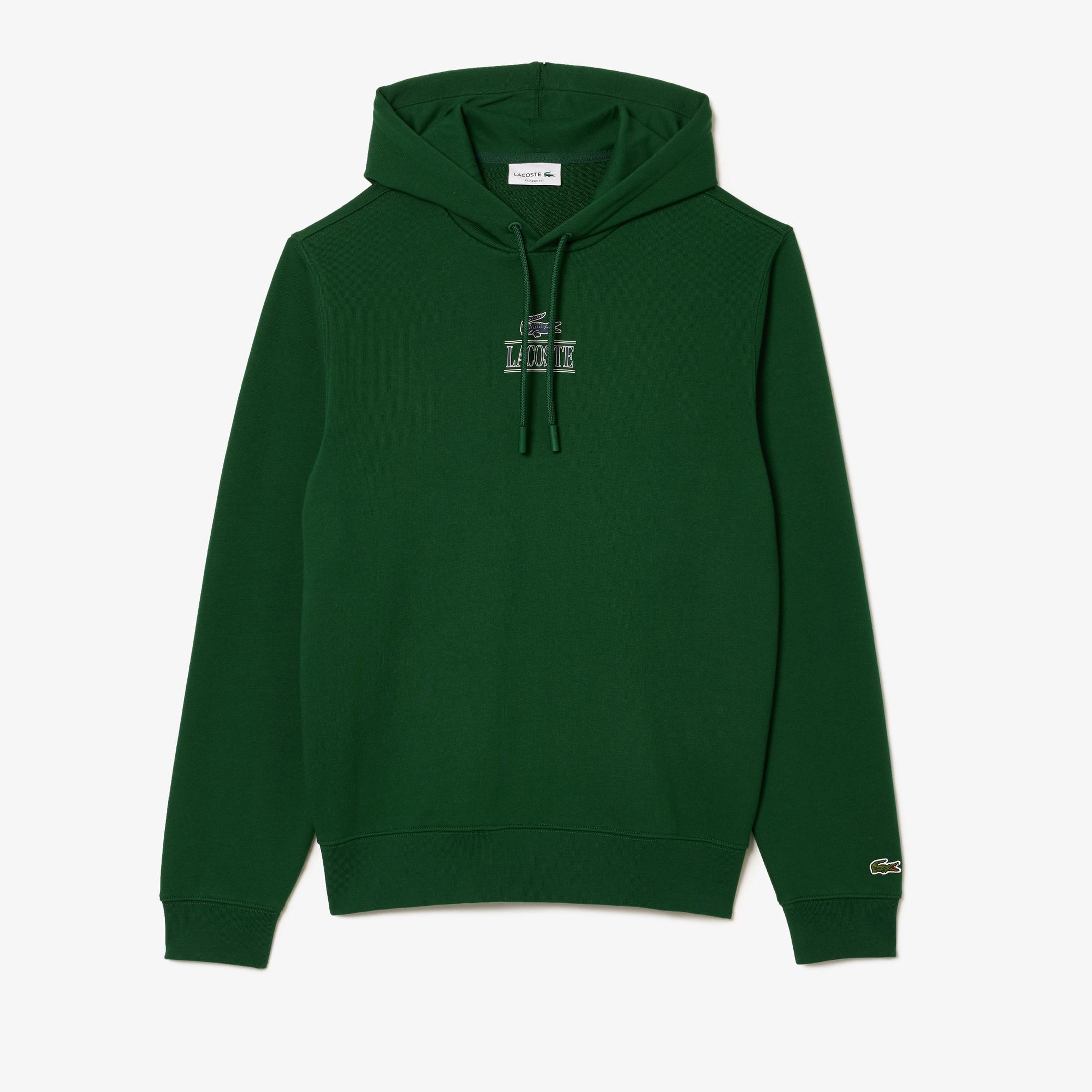 Erkek Classic Fit Kapüşonlu Yeşil Sweatshirt