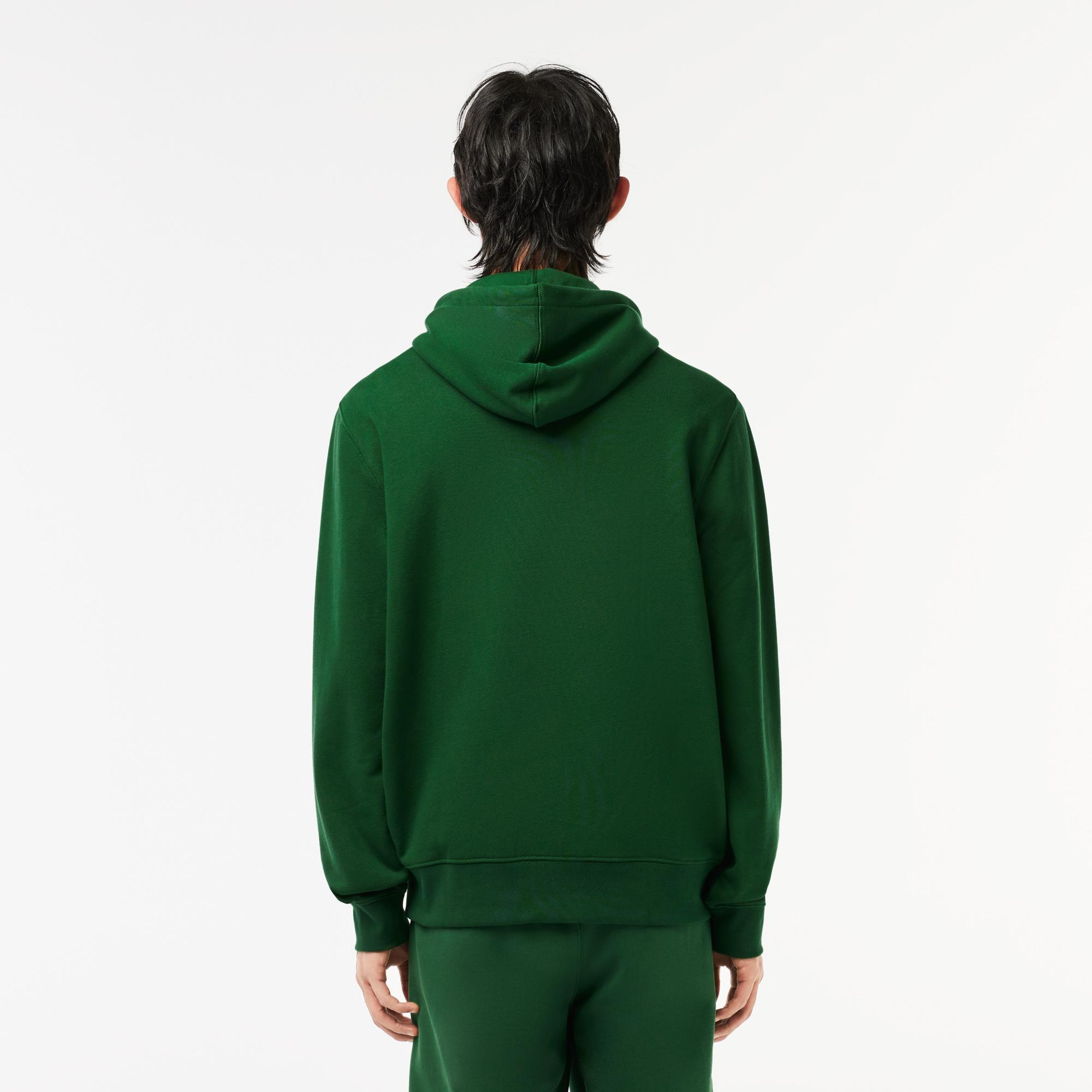 Erkek Classic Fit Kapüşonlu Yeşil Sweatshirt