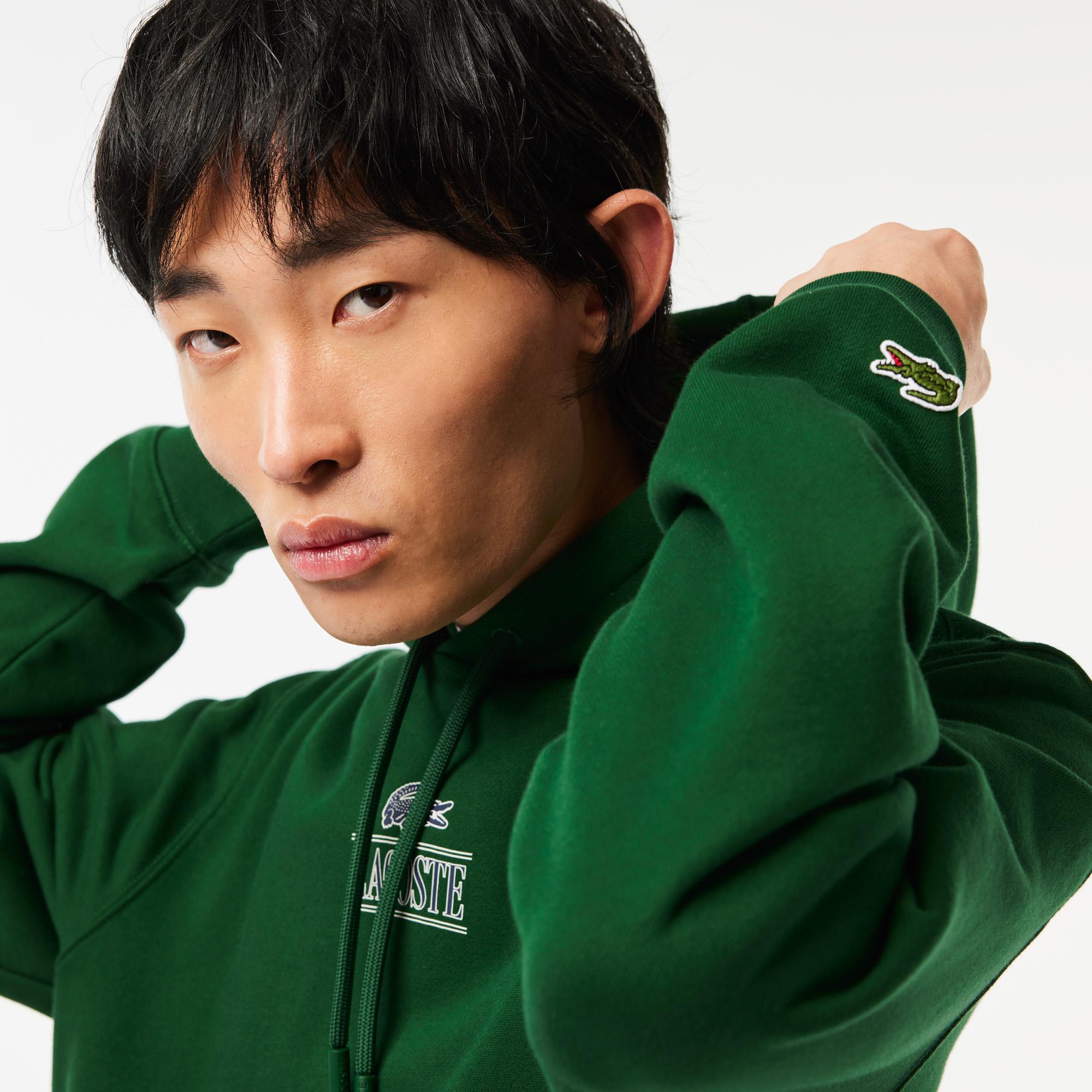 Erkek Classic Fit Kapüşonlu Yeşil Sweatshirt