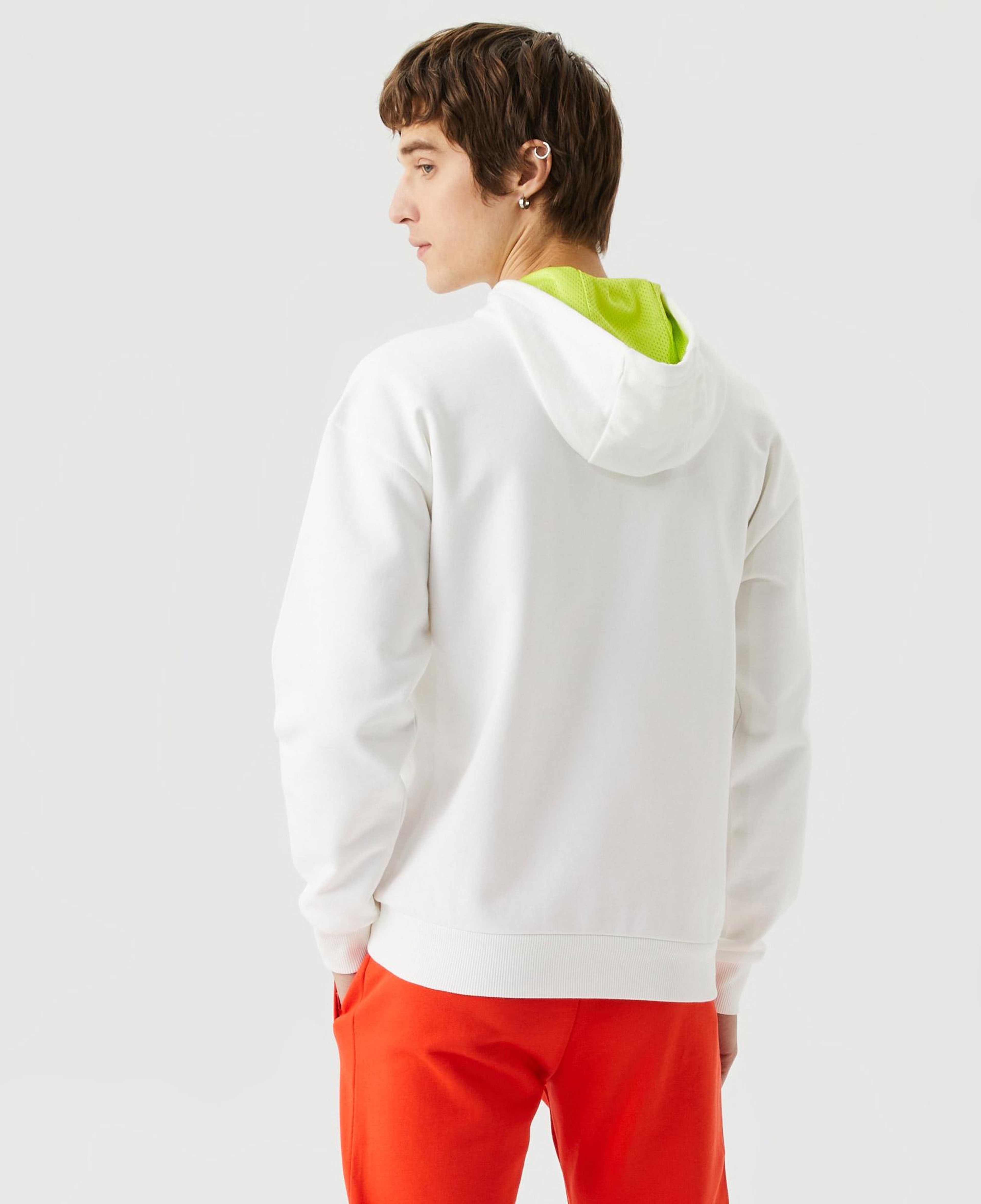 Erkek Relaxed Fit Kapüşonlu Baskılı Beyaz Sweatshirt