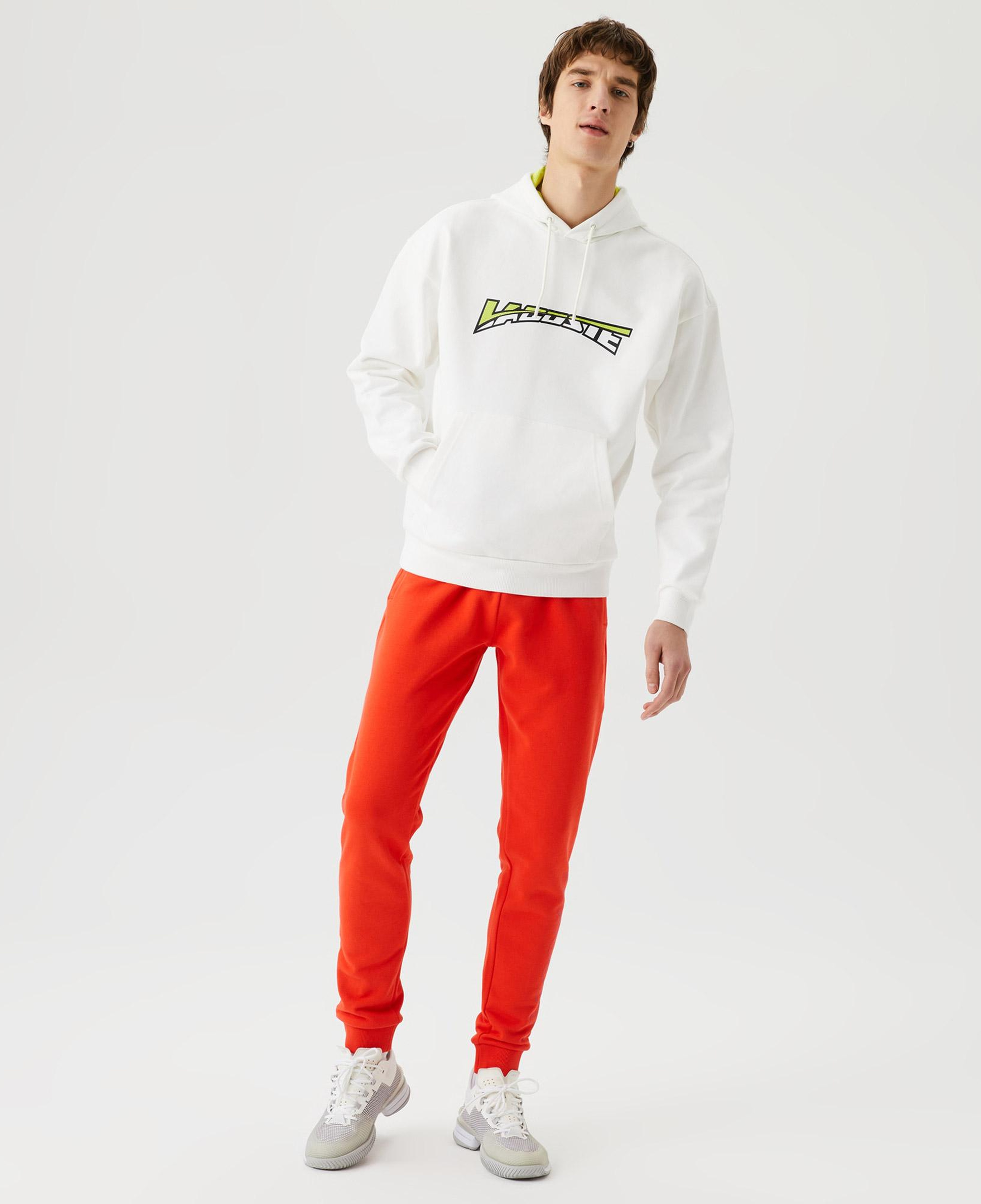 Erkek Relaxed Fit Kapüşonlu Baskılı Beyaz Sweatshirt