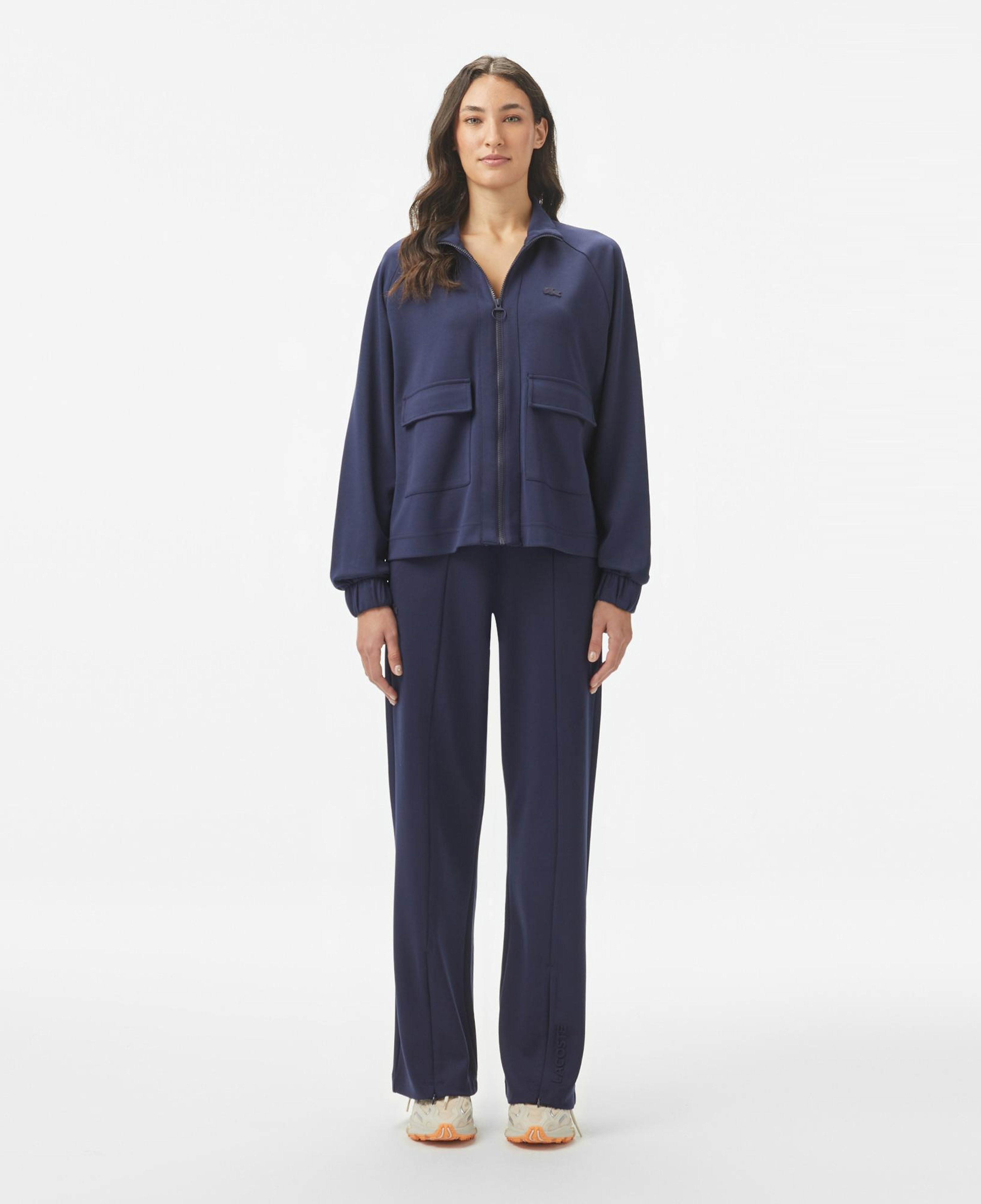 Lacoste Kadın Loose Fit Fermuarlı Lacivert Modal Karışımlı Sweatshirt