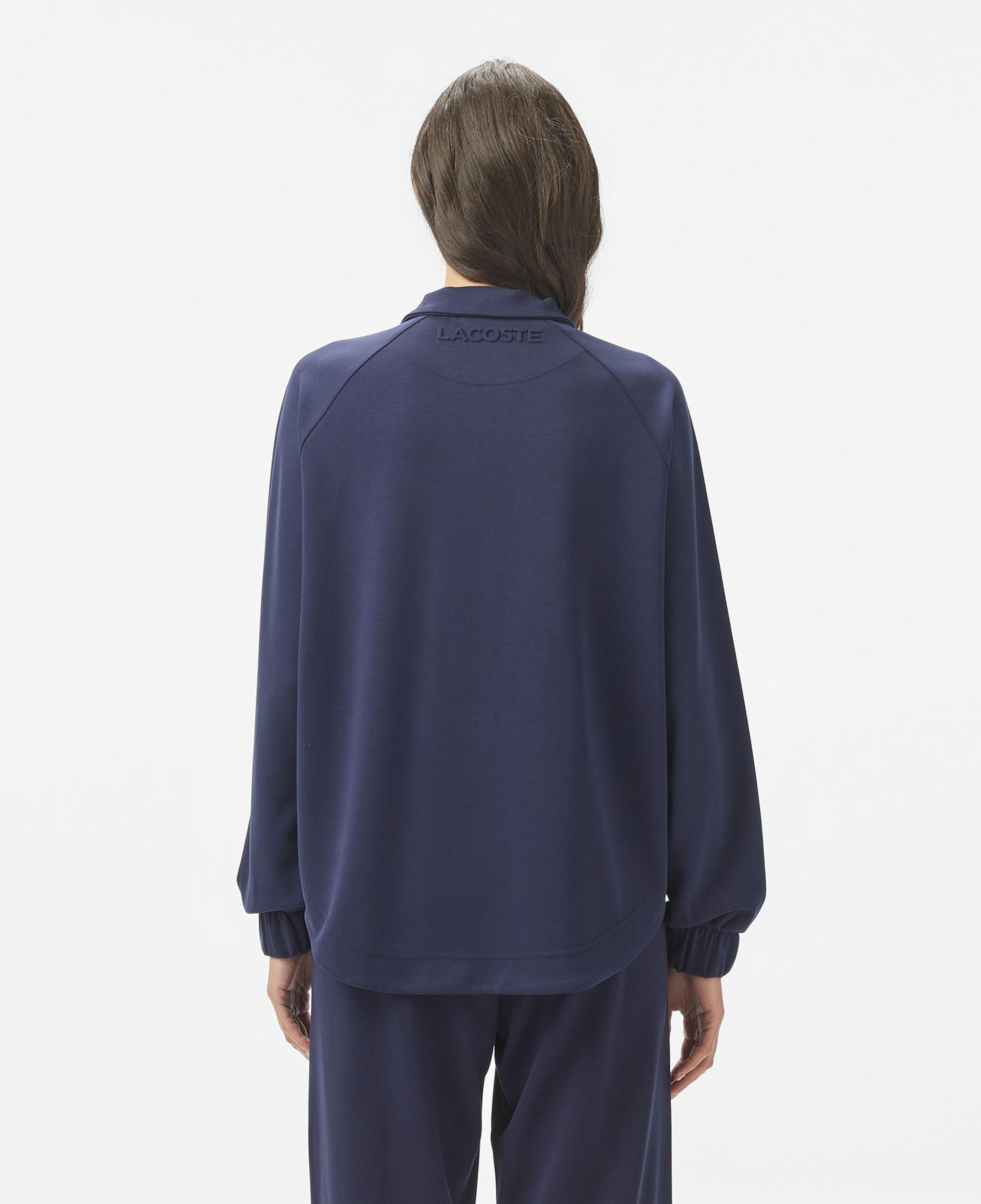 Lacoste Kadın Loose Fit Fermuarlı Lacivert Modal Karışımlı Sweatshirt