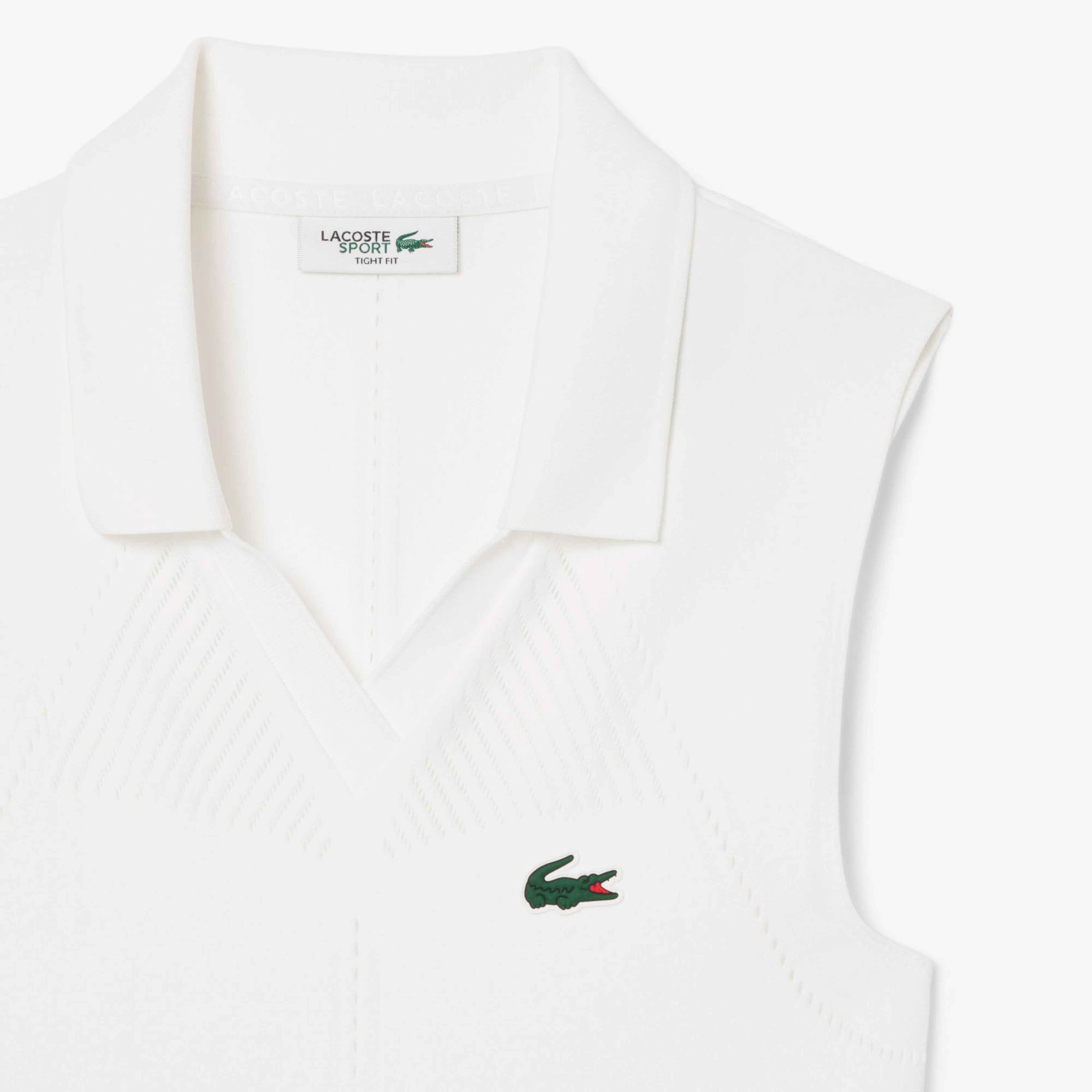 Kadın Slim Fit Kolsuz Beyaz Polo