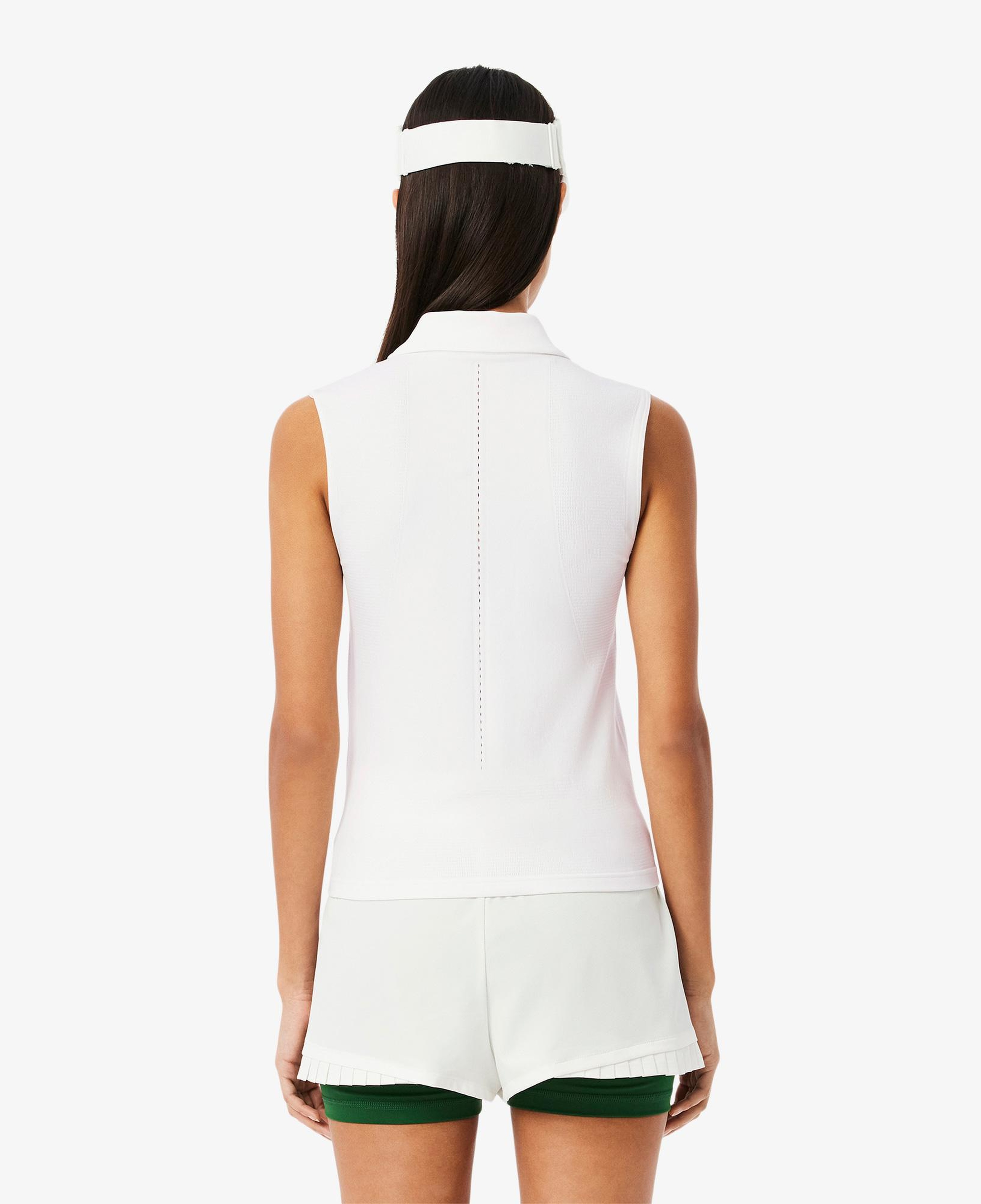 Kadın Slim Fit Kolsuz Beyaz Polo