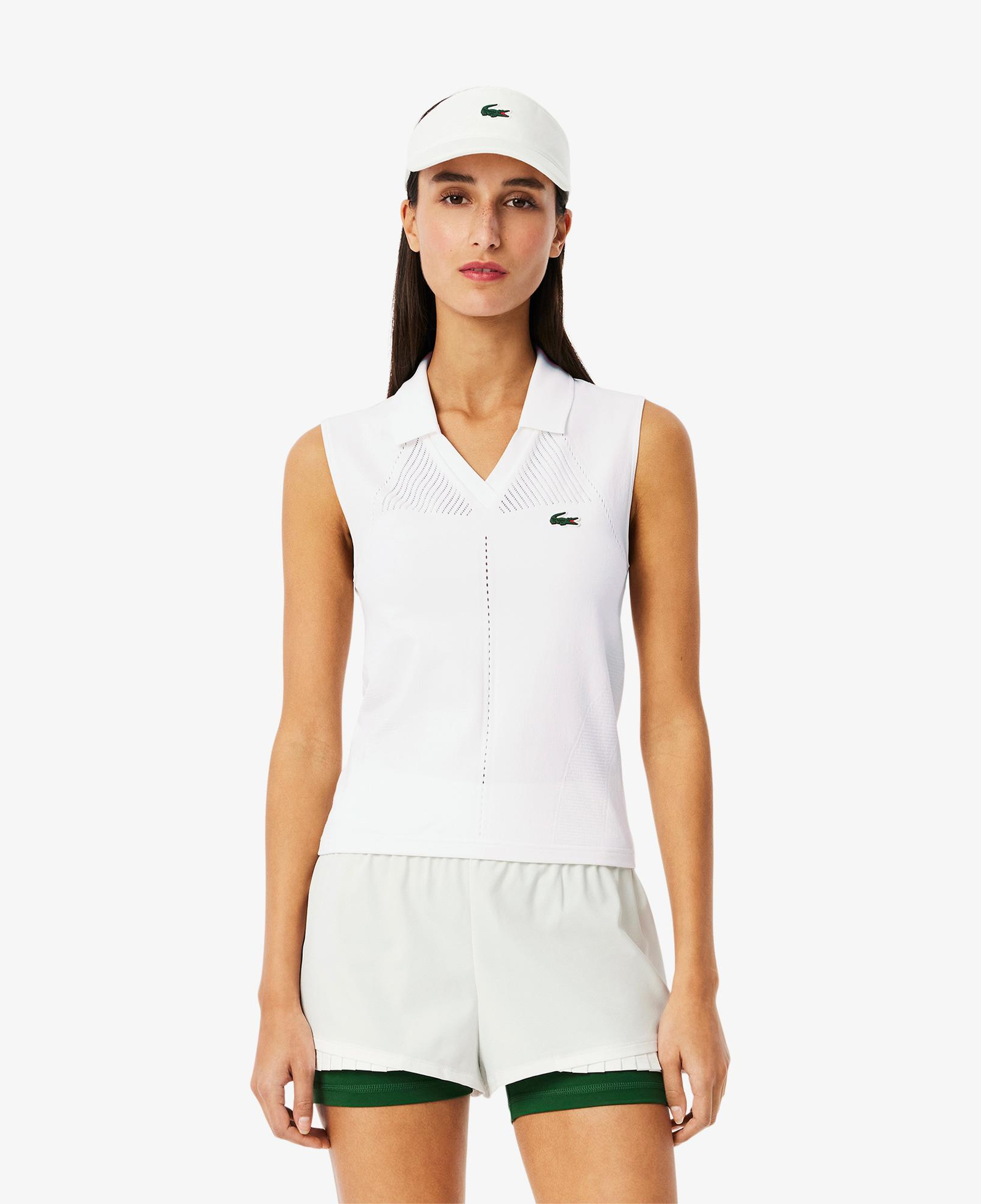 Kadın Slim Fit Kolsuz Beyaz Polo