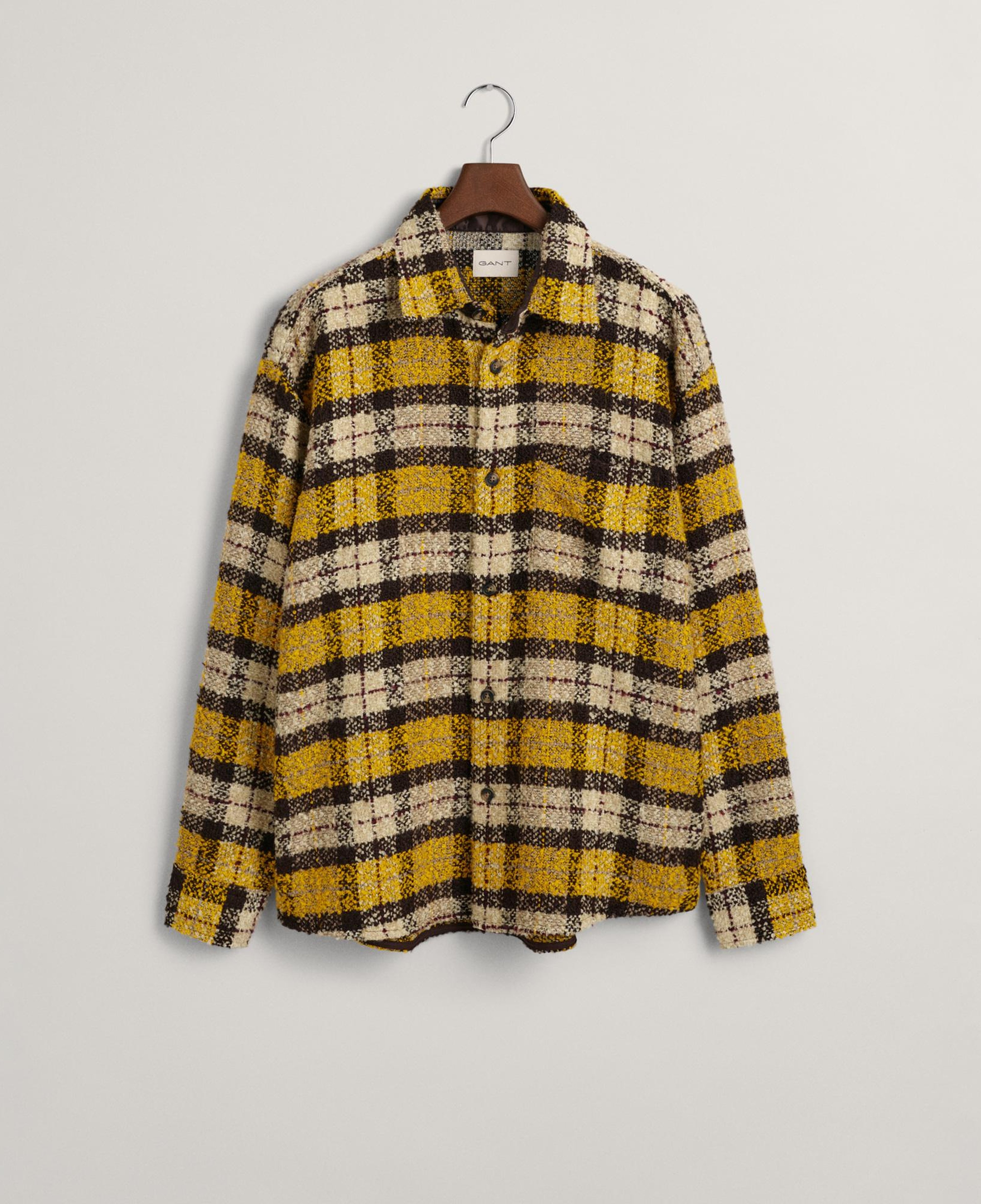 GANT Erkek Sarı Oversize Fit Klasik Yaka Kareli Gömlek