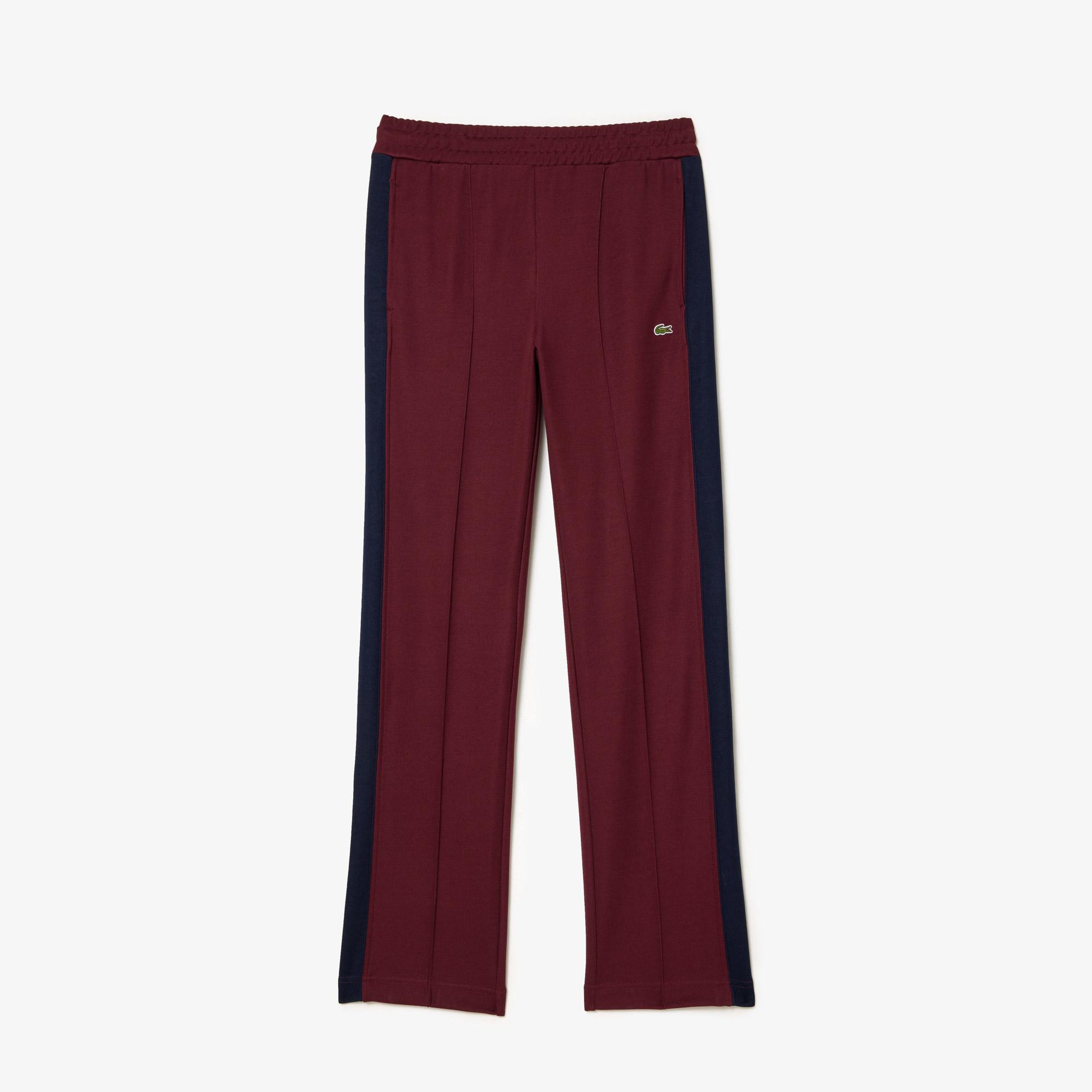 Kadın Straight Fit Renk Bloklu Bordo Eşofman Altı
