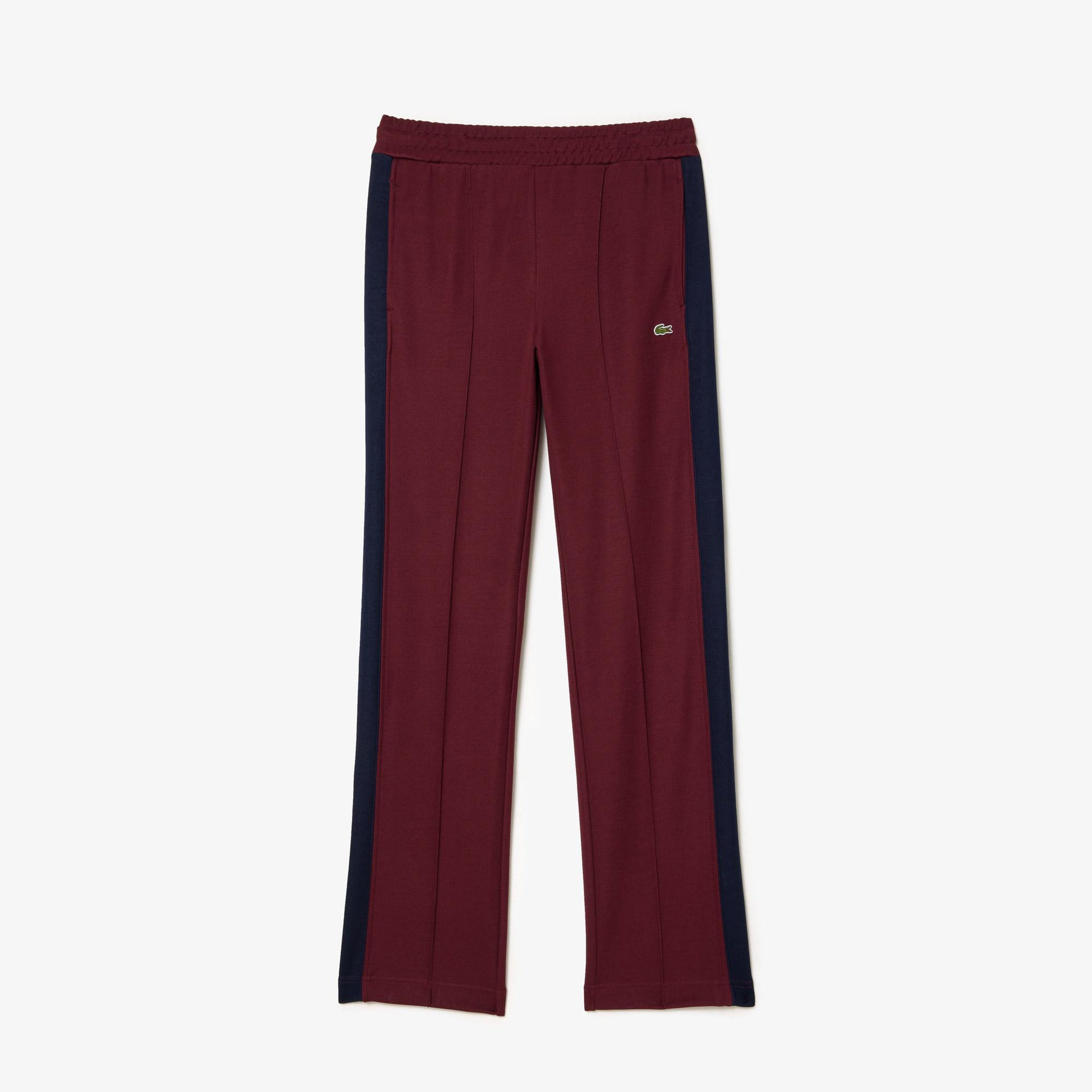 Kadın Straight Fit Renk Bloklu Bordo Eşofman Altı