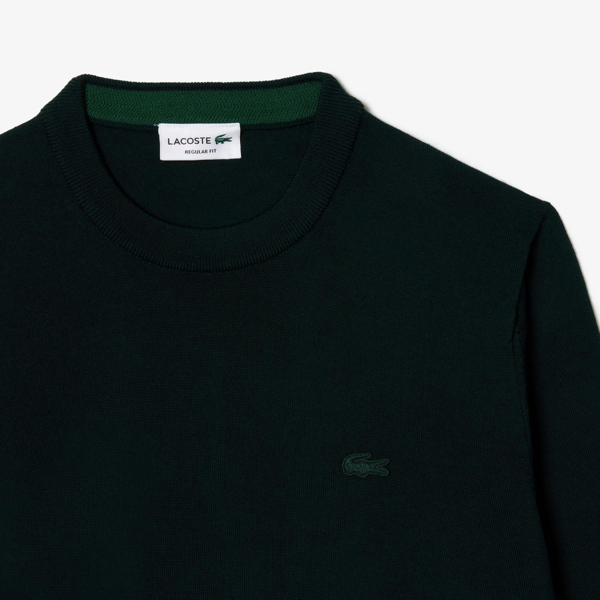Lacoste Erkek Regular Fit Bisiklet Yaka Yün Yeşil Triko