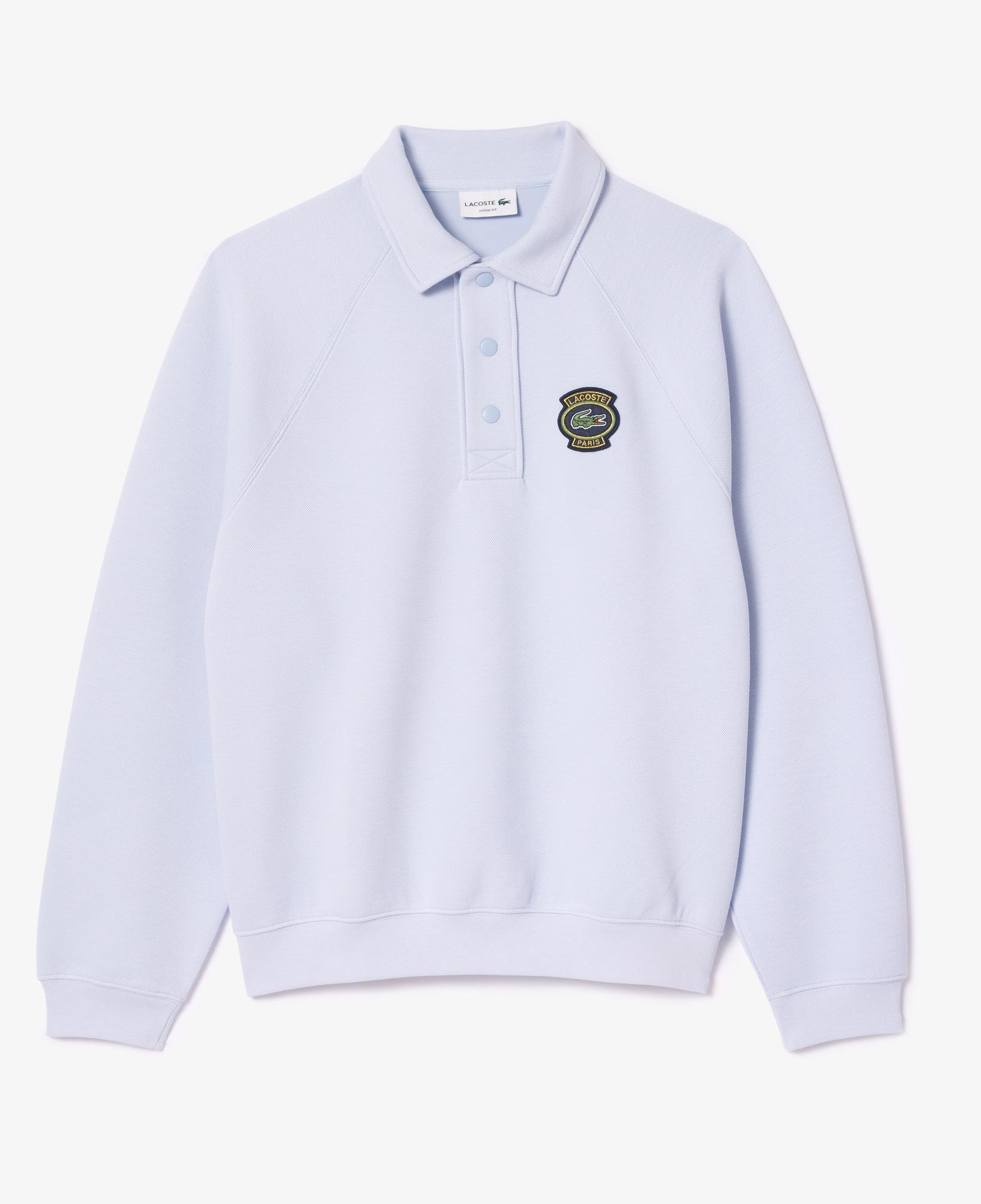 Erkek Loose Fit Polo Yaka Mavi Sweatshirt