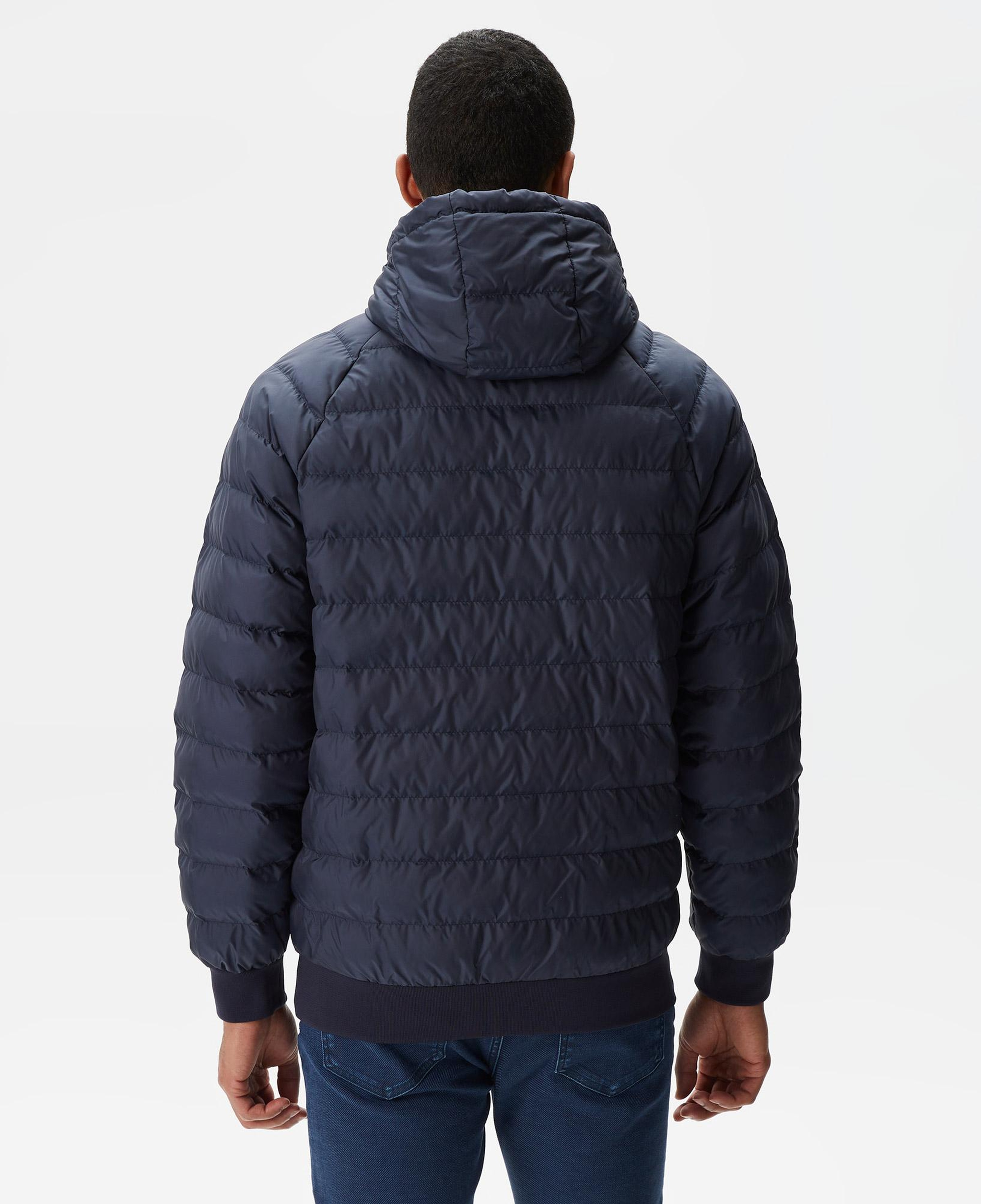 Erkek Kapüşonlu Monogram Çift Taraflı Lacivert Bomber Ceket