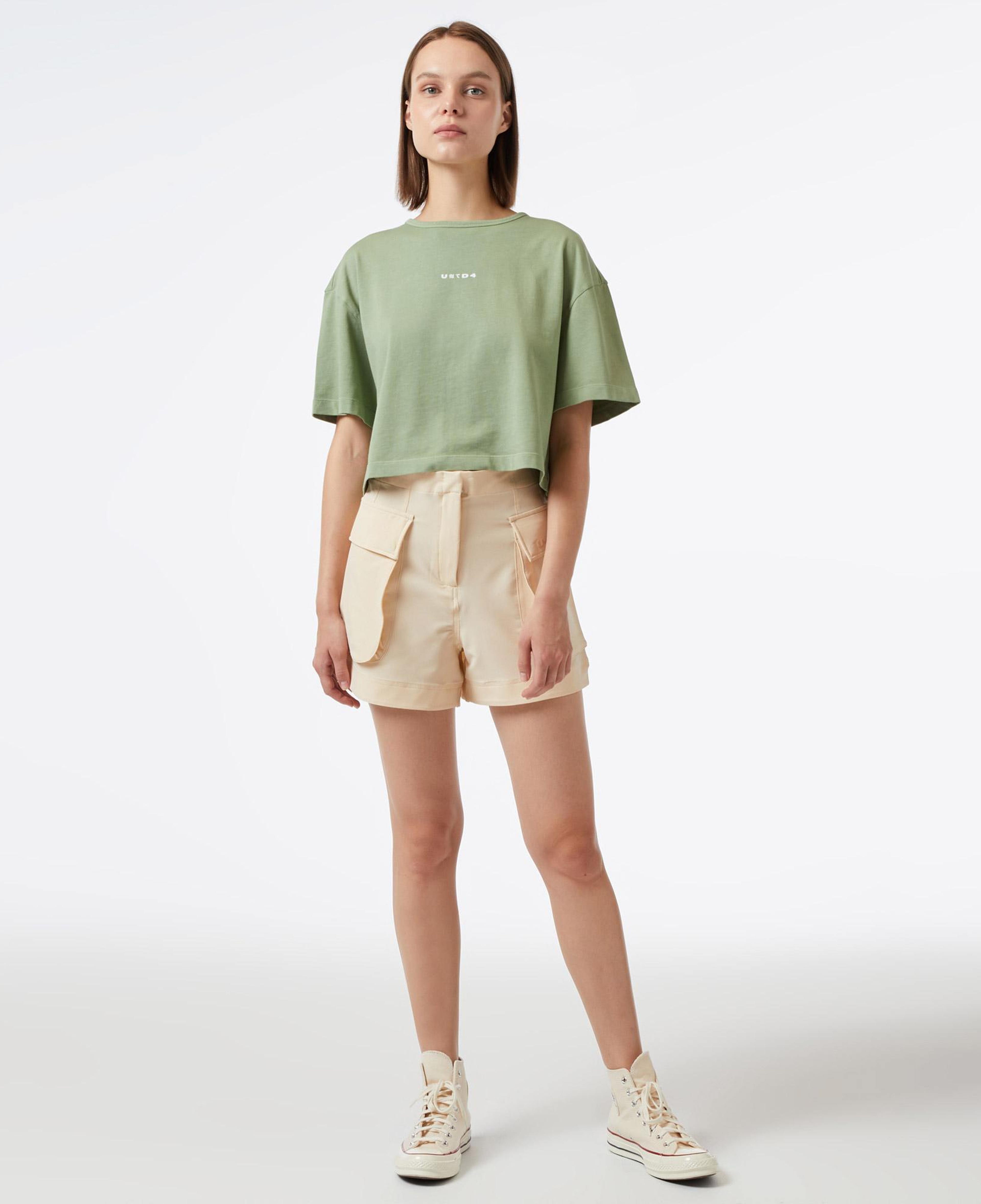UNITED4 Kadın Haki Crop T-Shirt