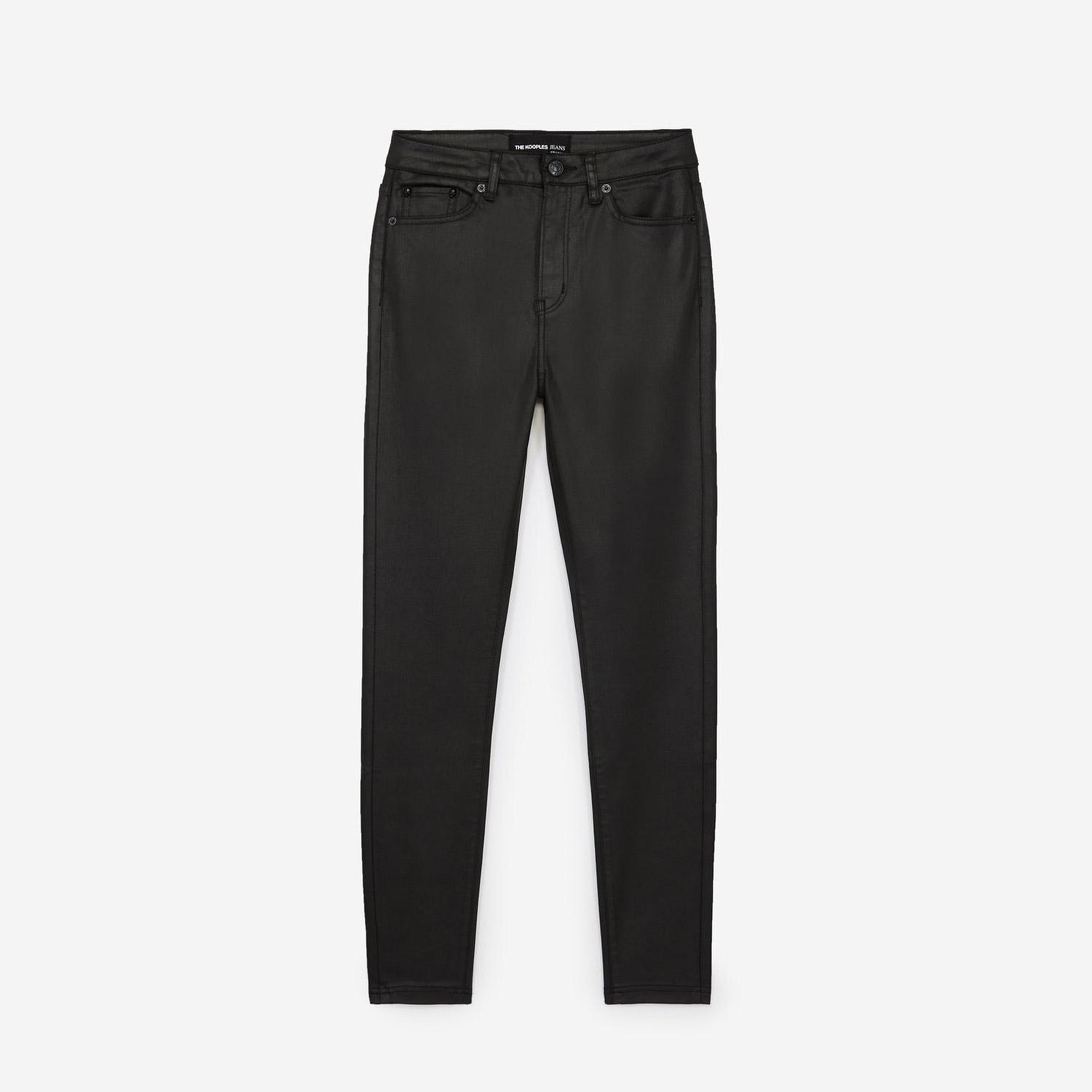 KADIN SLIM FIT DERİ GÖRÜNÜMLÜ SİYAH Modal Karışımlı Pantolon