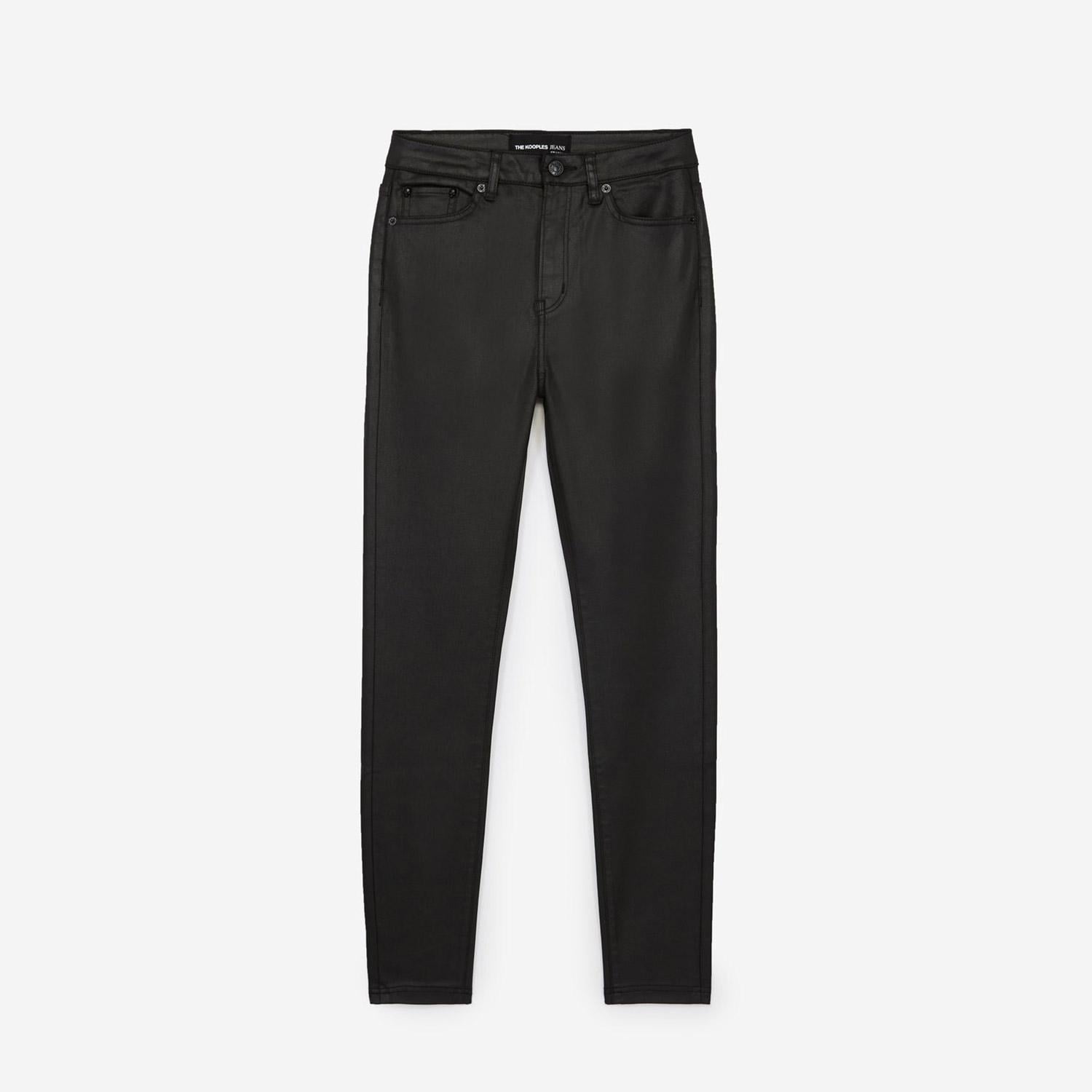 KADIN SLIM FIT DERİ GÖRÜNÜMLÜ SİYAH Modal Karışımlı Pantolon