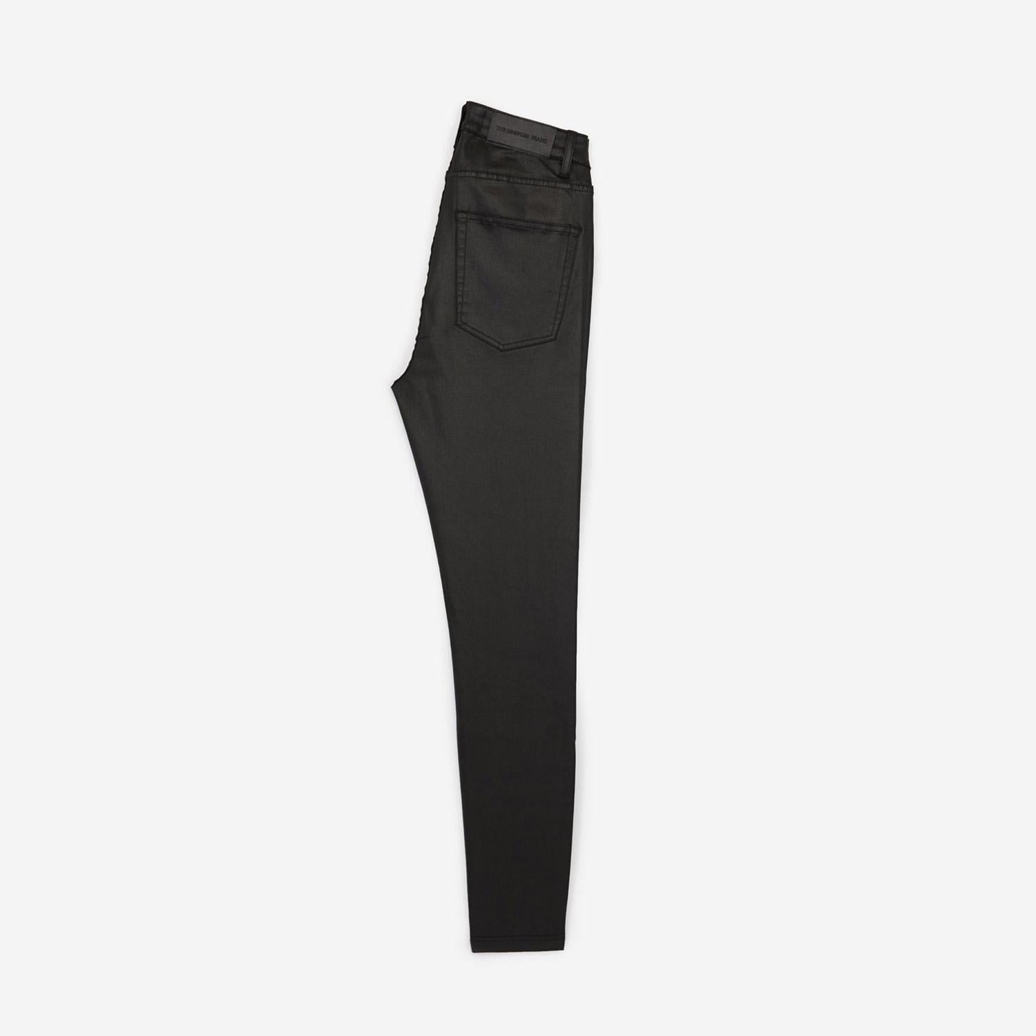 KADIN SLIM FIT DERİ GÖRÜNÜMLÜ SİYAH Modal Karışımlı Pantolon