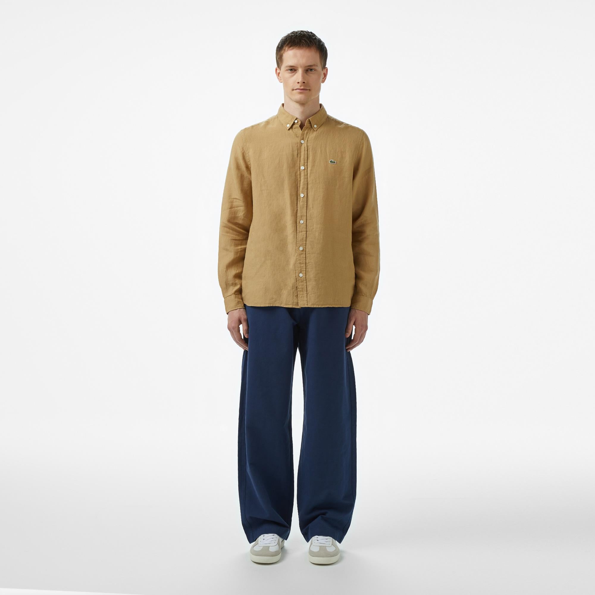 Erkek Relaxed Fit Lacivert Keten Karışımlı Pantolon