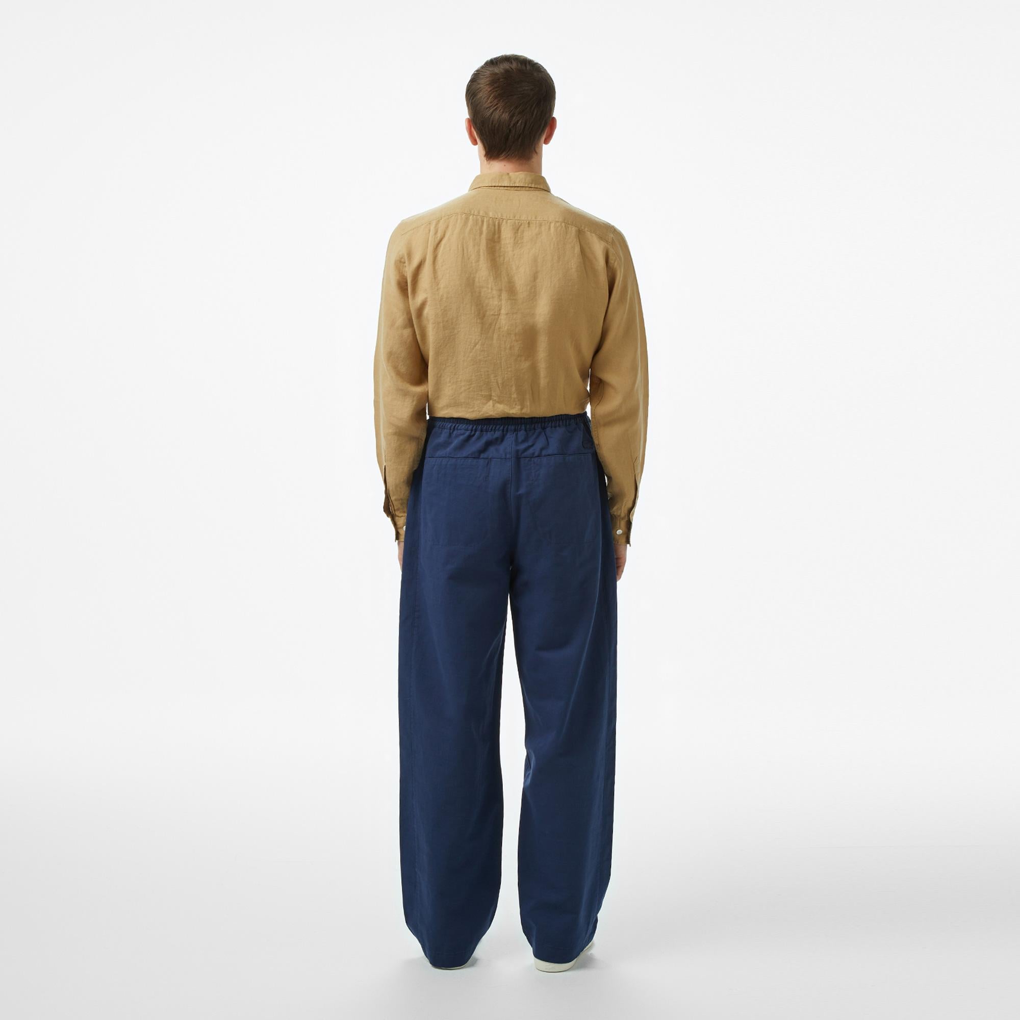 Erkek Relaxed Fit Lacivert Keten Karışımlı Pantolon