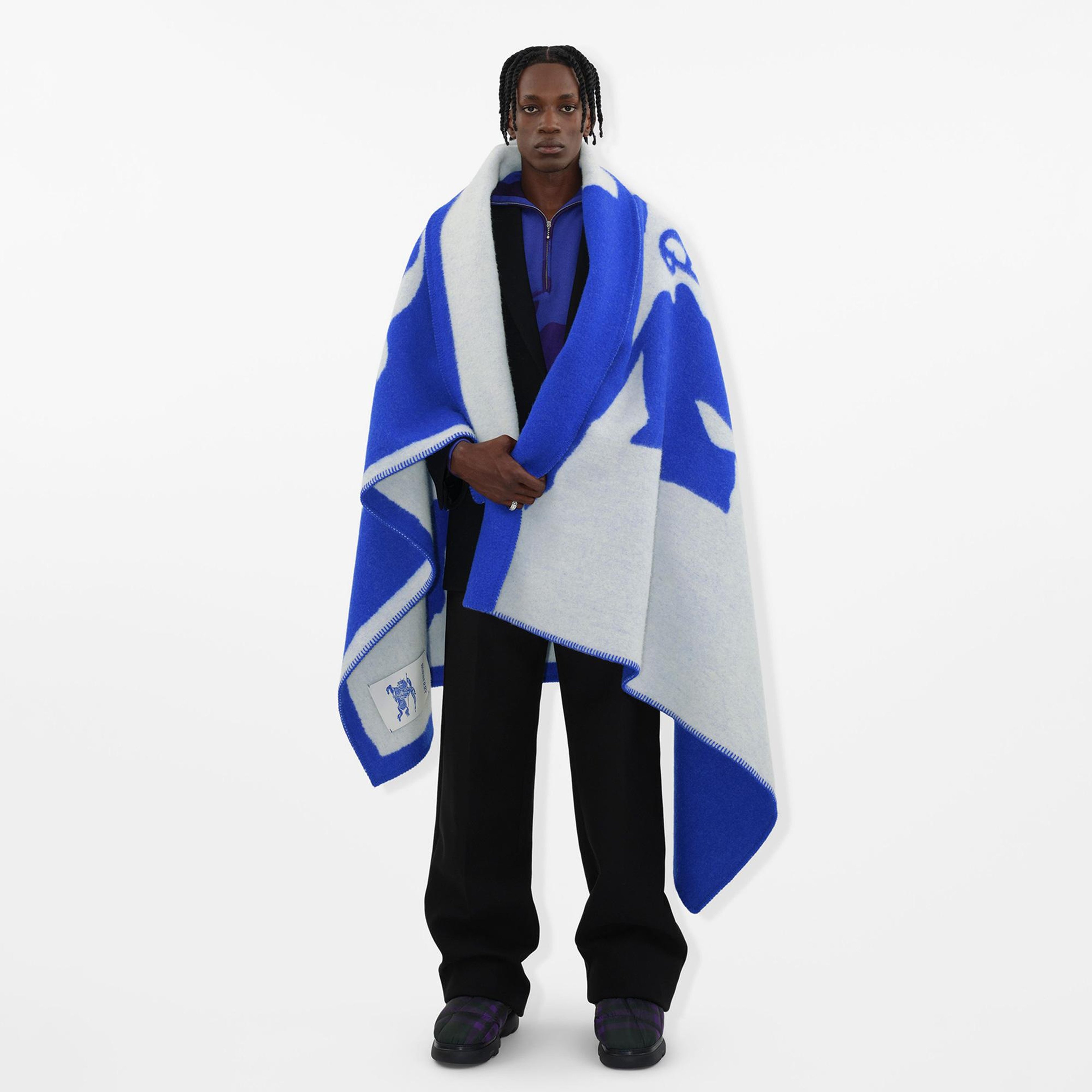 Burberry Unisex Mavi Yün Battaniye