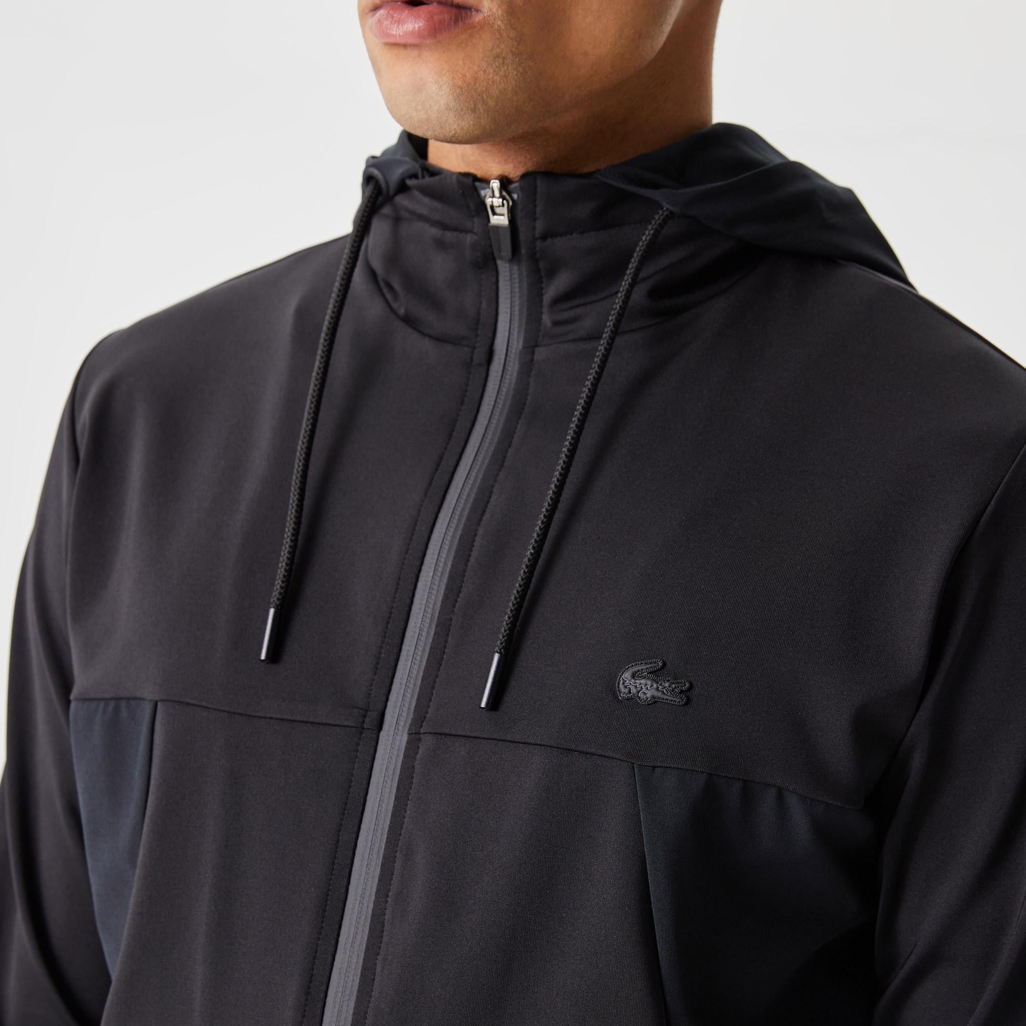 Erkek Slim Fit Kapüşonlu Desenli Gri Sweatshirt