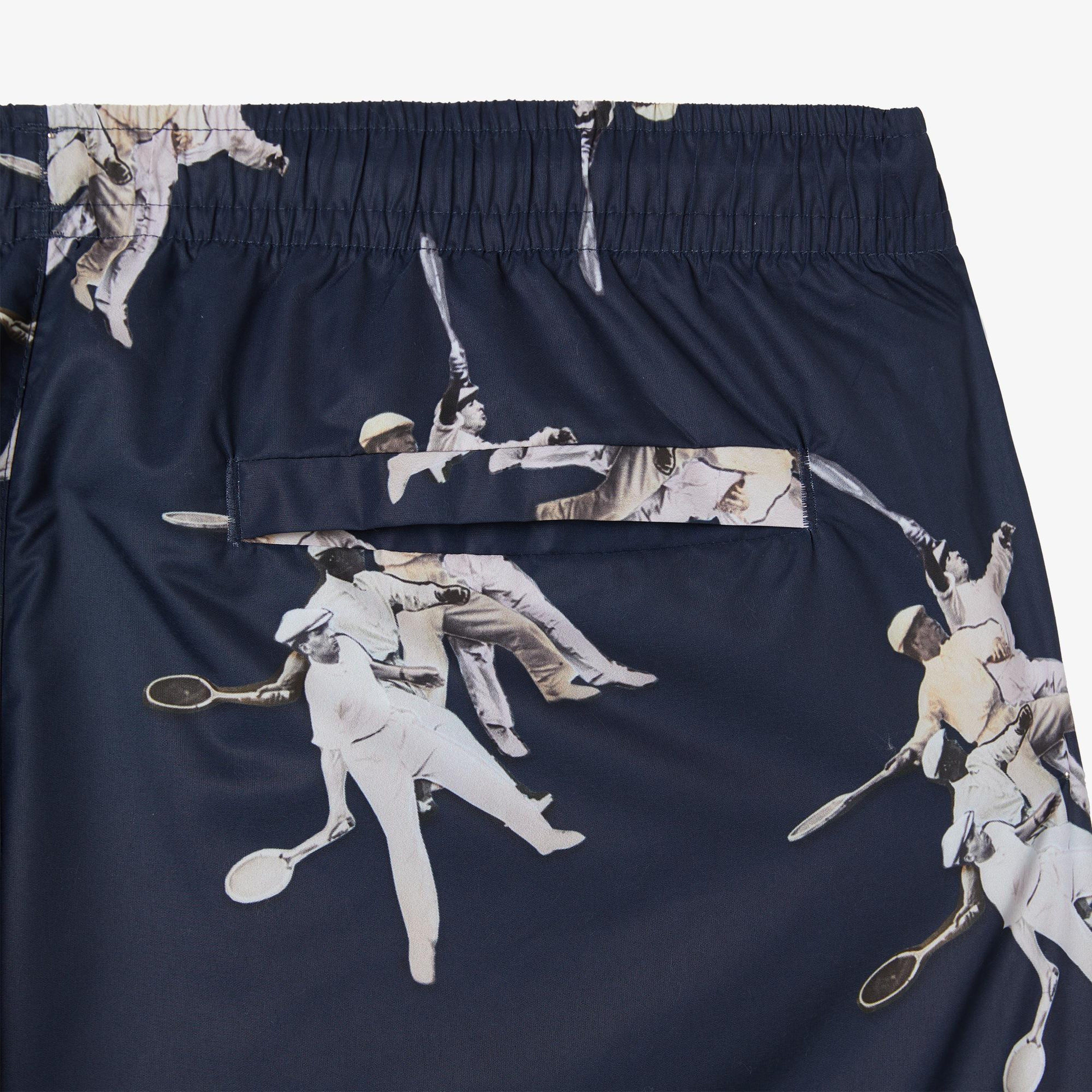 Lacoste Erkek Regular Fit Desenli Lacivert Deniz Şortu