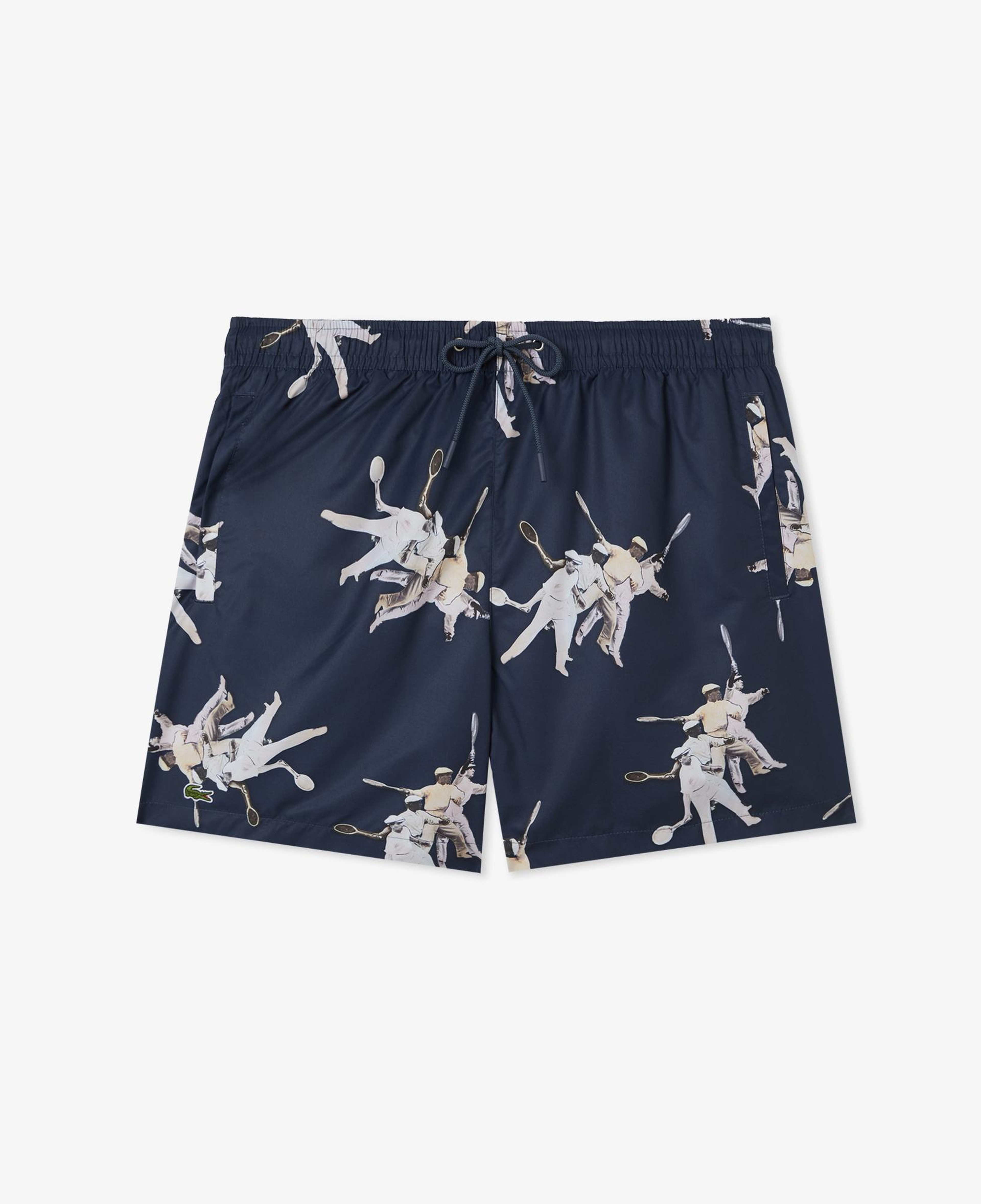 Lacoste Erkek Regular Fit Desenli Lacivert Deniz Şortu