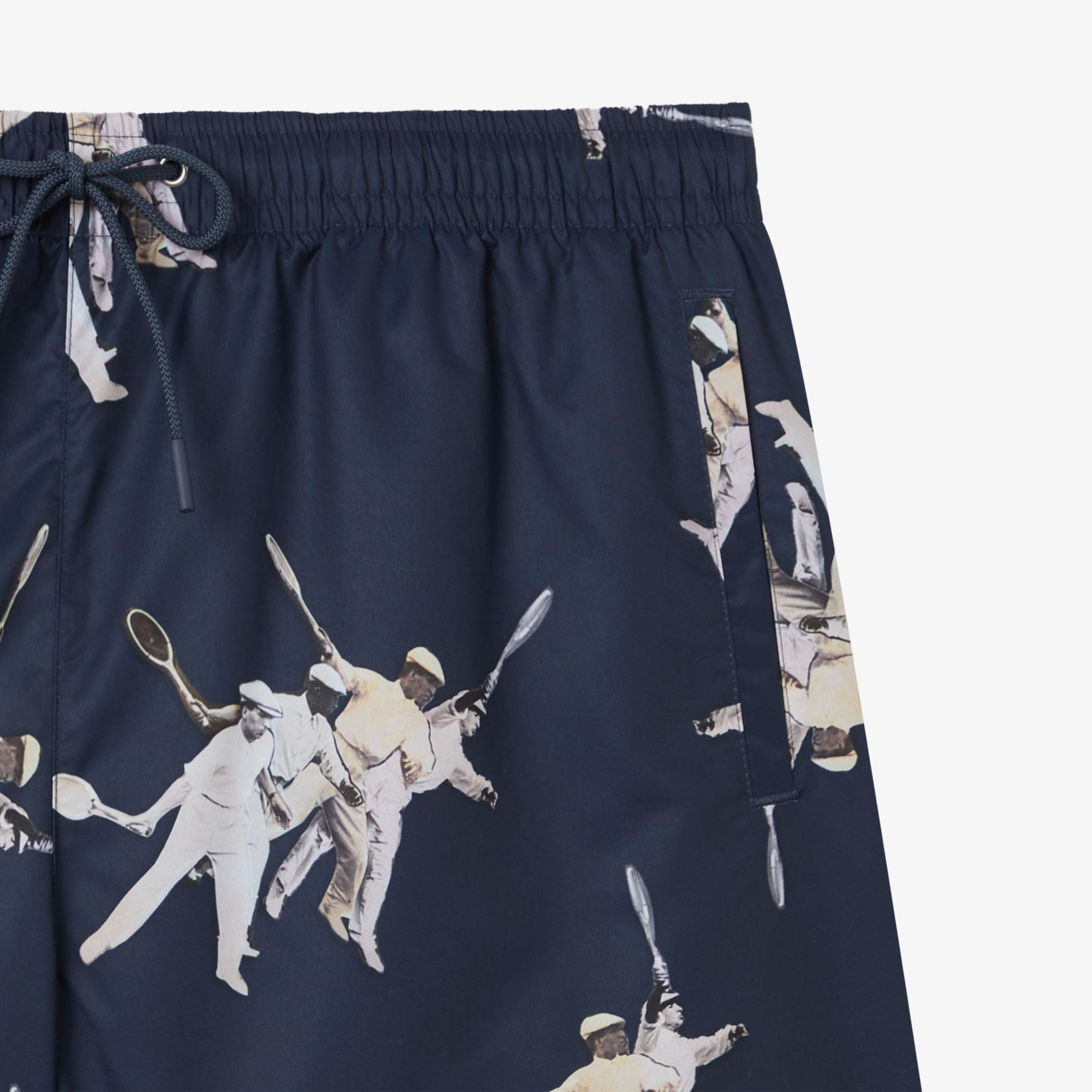 Lacoste Erkek Regular Fit Desenli Lacivert Deniz Şortu