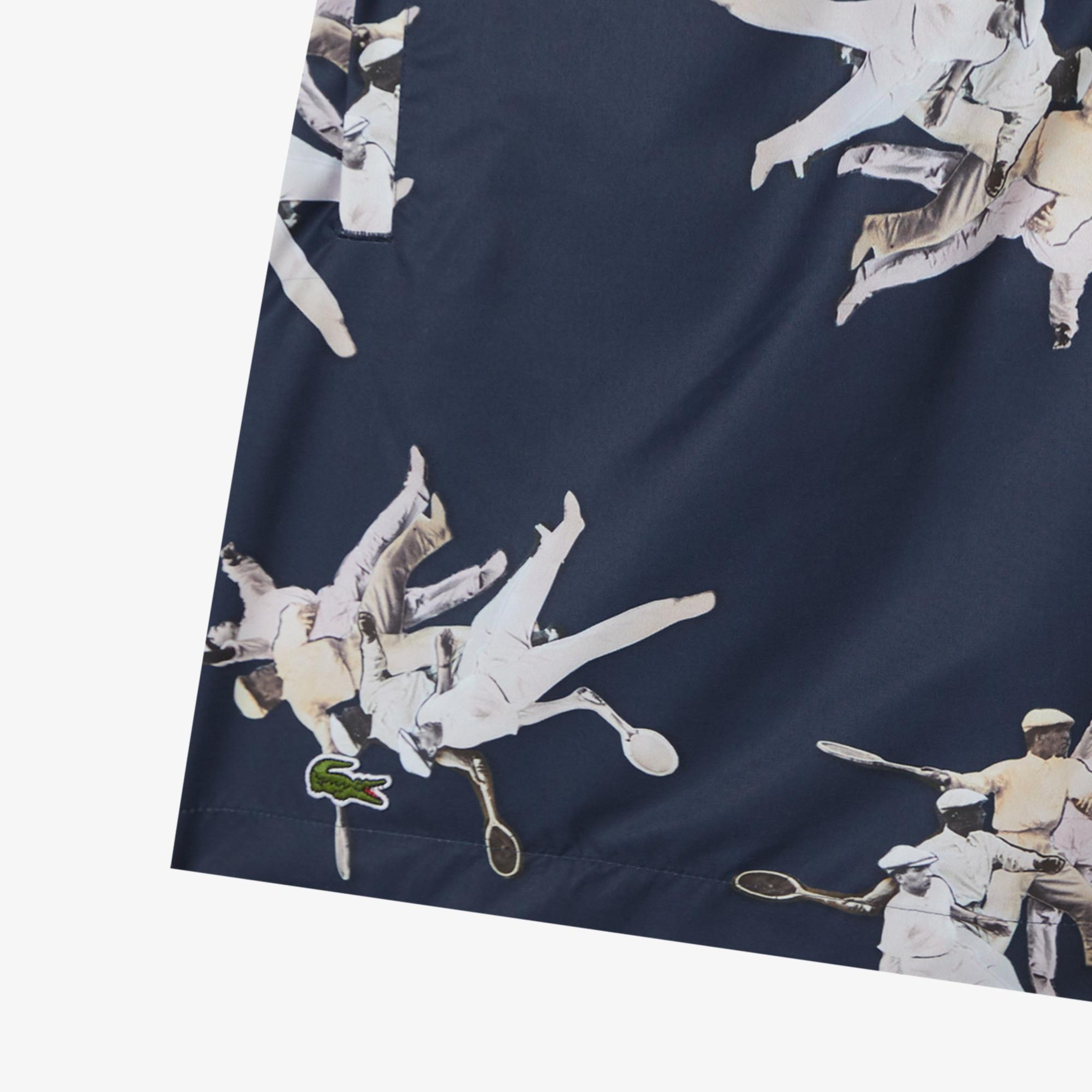 Lacoste Erkek Regular Fit Desenli Lacivert Deniz Şortu