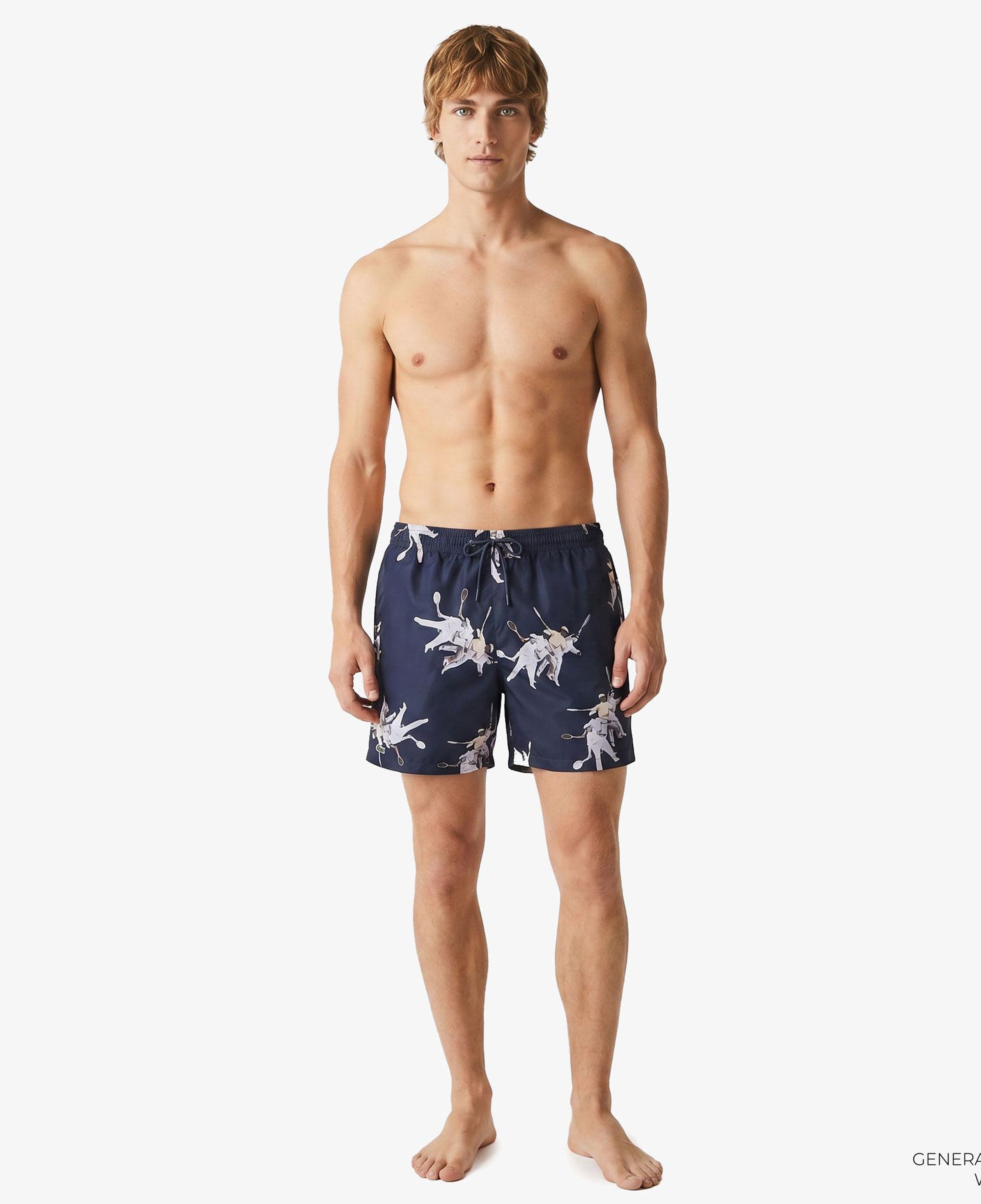Lacoste Erkek Regular Fit Desenli Lacivert Deniz Şortu